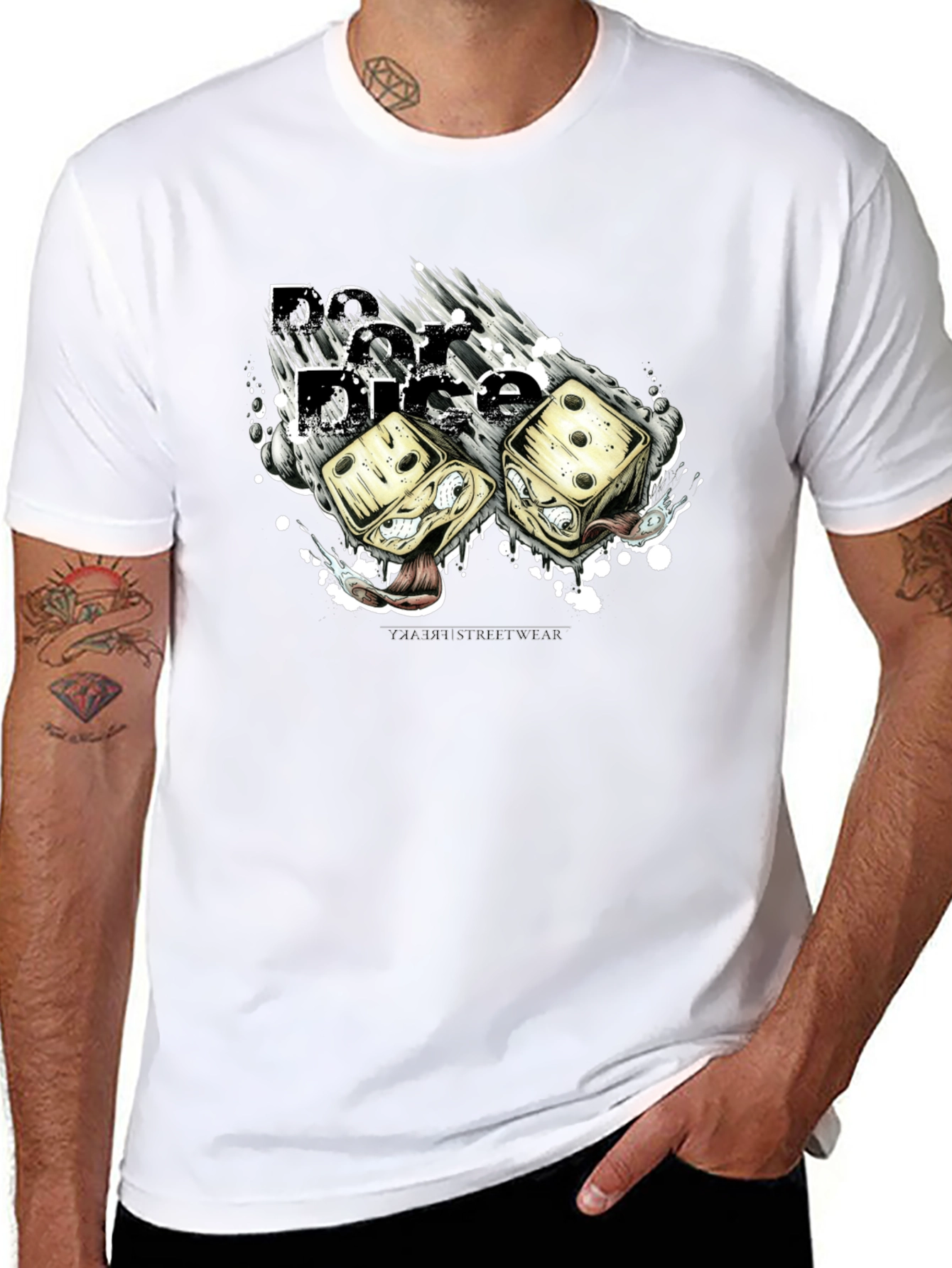 Dice Graphic T-Shirt - Black Crew Neck Tee