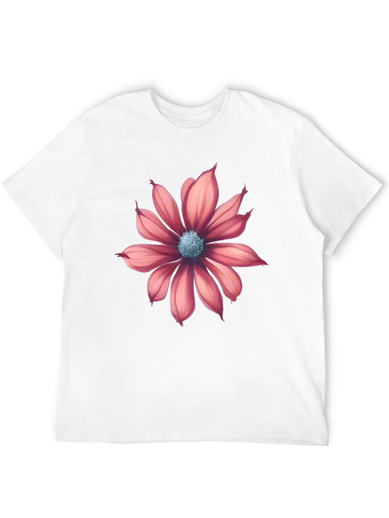 Black T-Shirt with Pink Flower Graphic