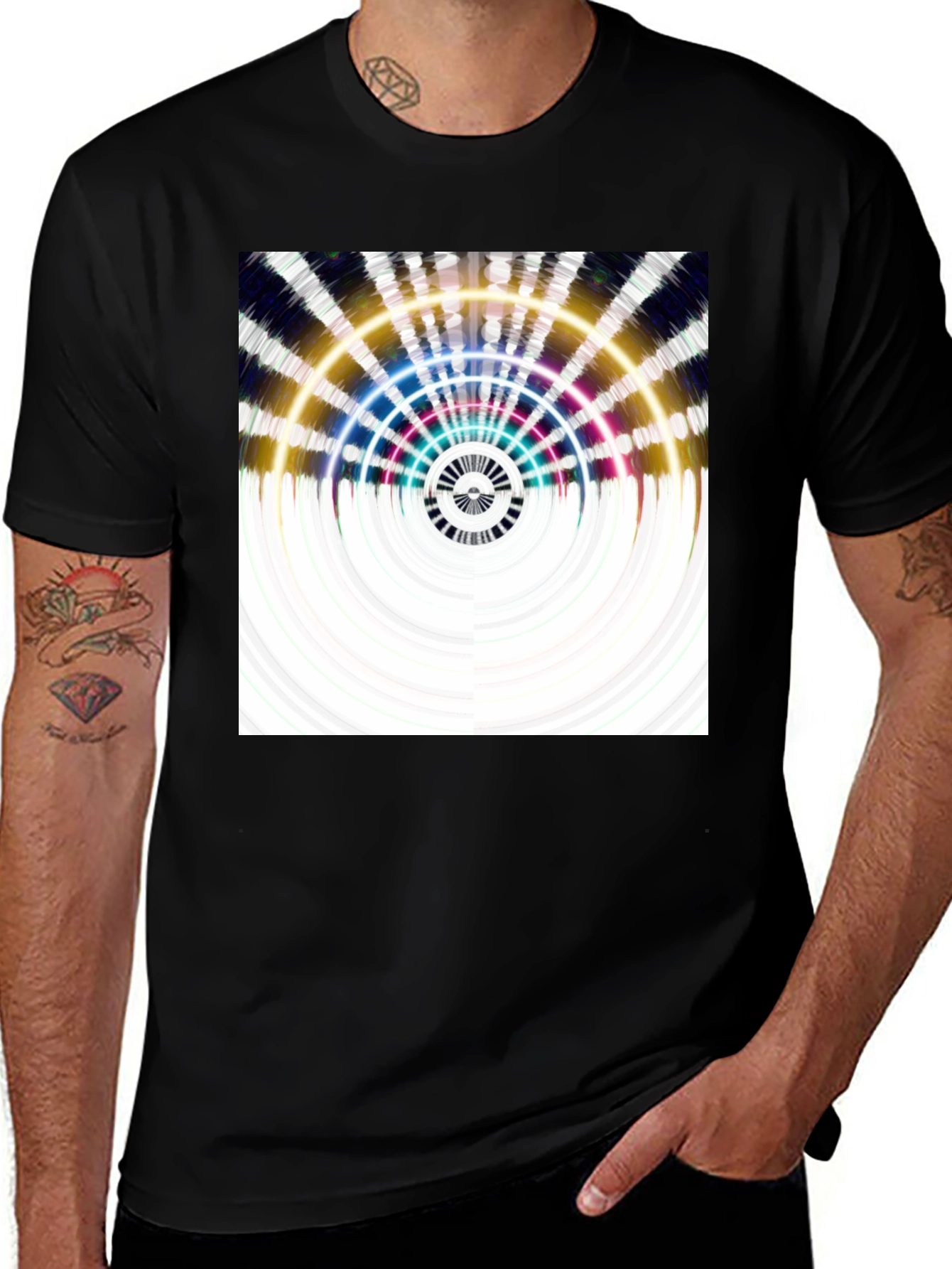 Abstract Pattern Black T-Shirt