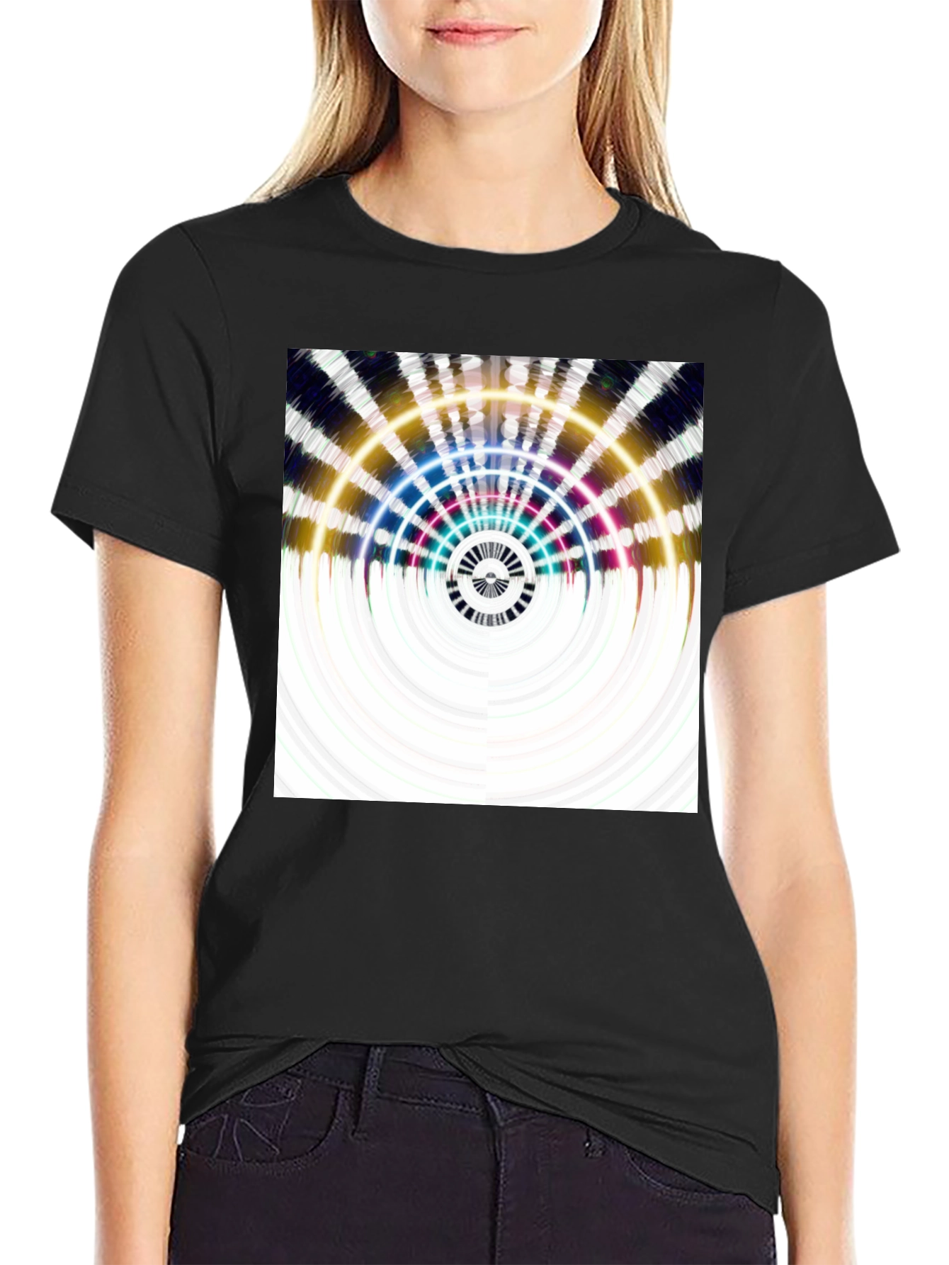 Abstract Pattern Black T-Shirt