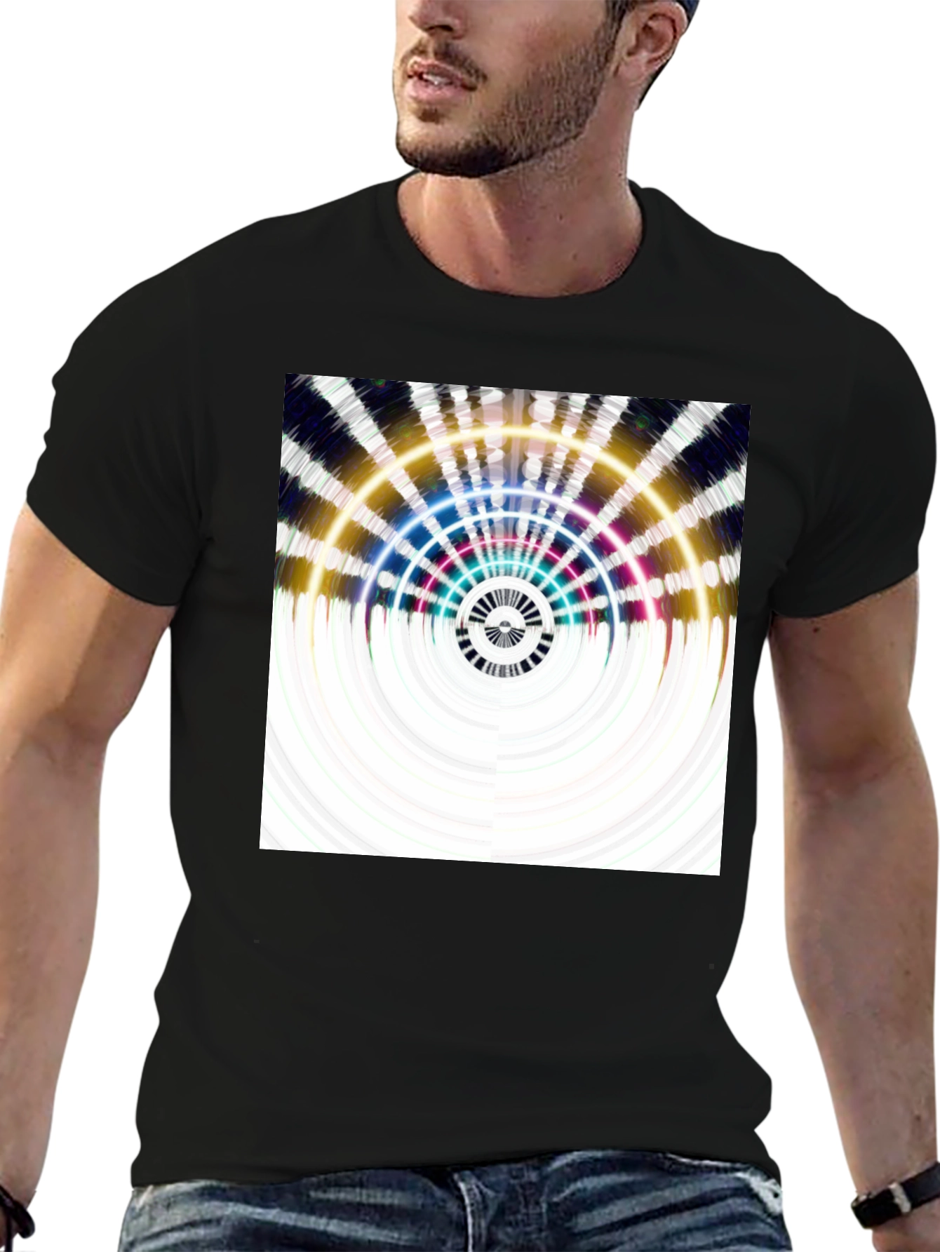 Abstract Pattern Black T-Shirt