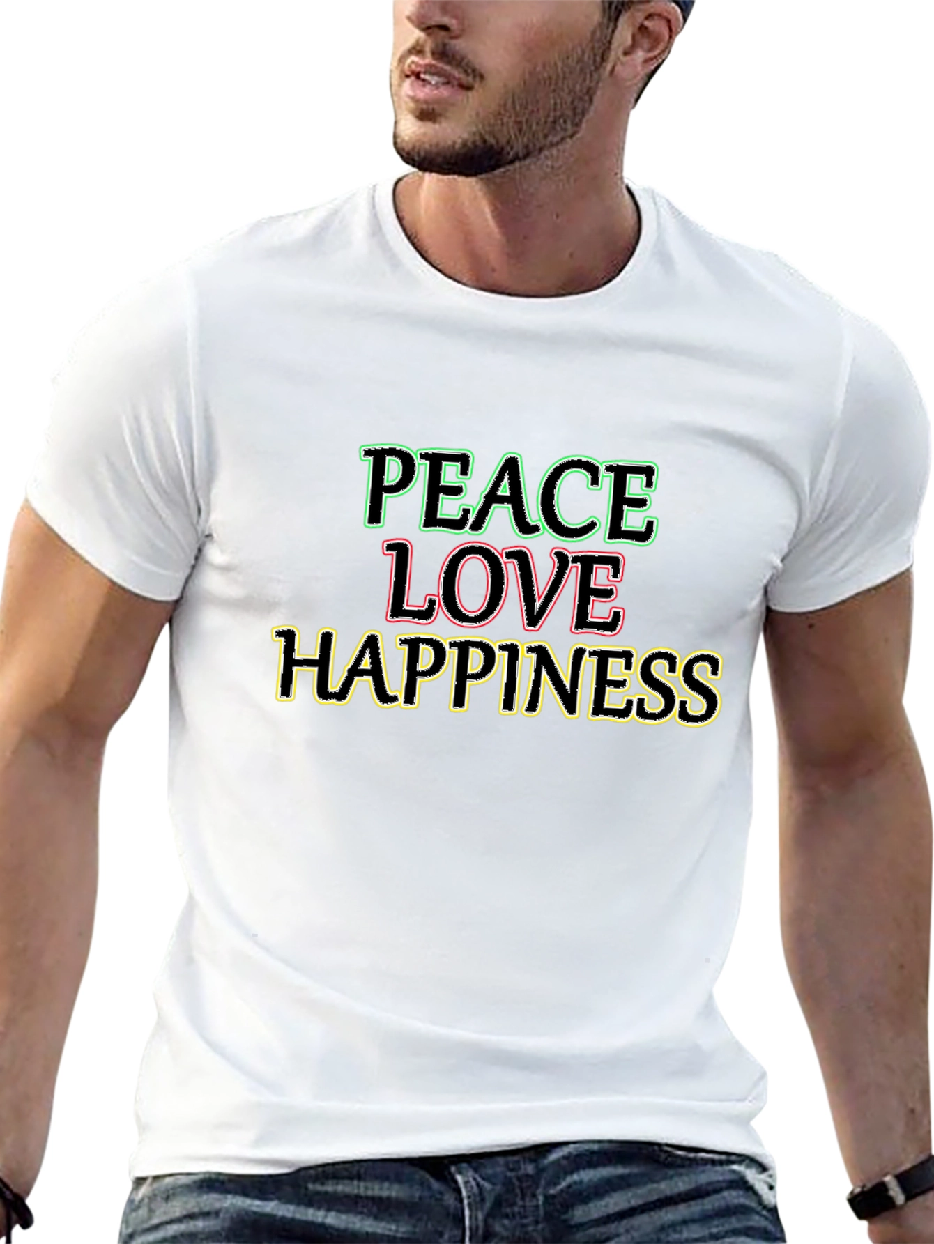 Peace Love Happiness Graphic Tee - Soft Cotton Blend