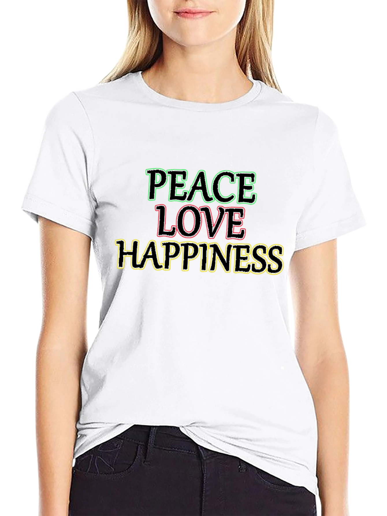Peace Love Happiness Graphic Tee - Soft Cotton Blend