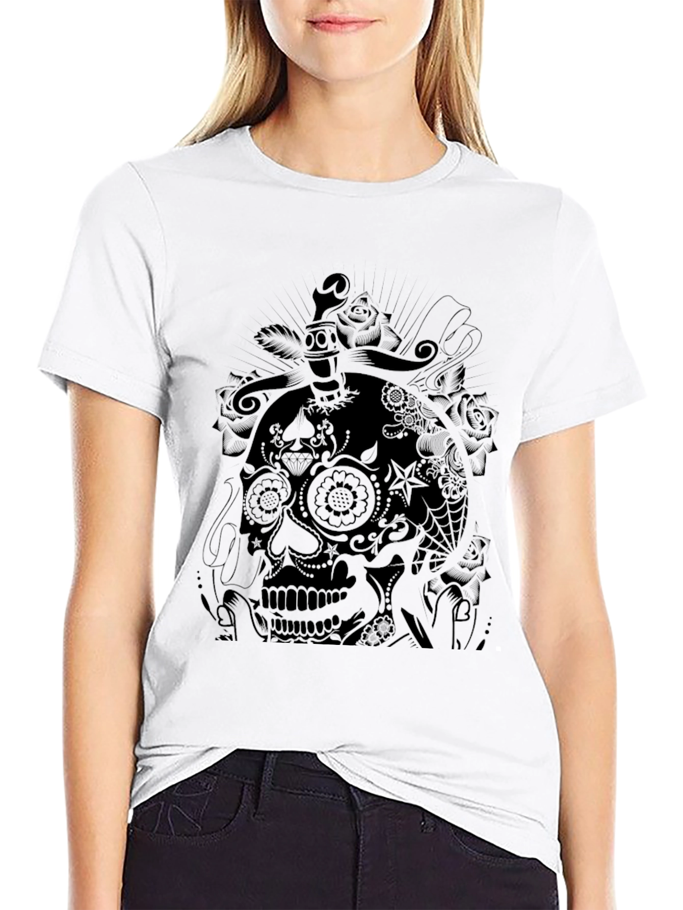 Skull & Dagger Graphic Tee - Black