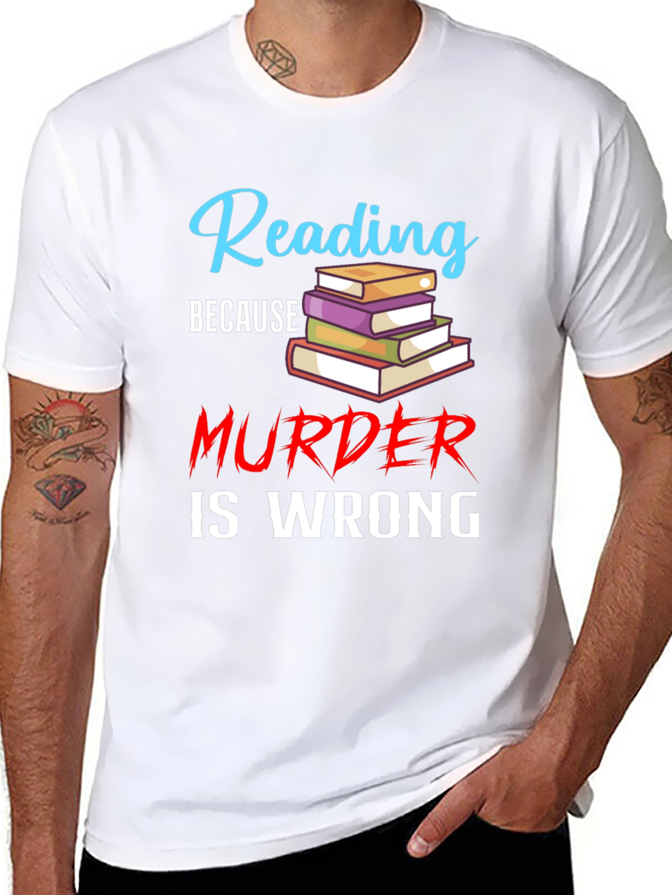 Reading Because Murder Is Wrong Black T-Shirt