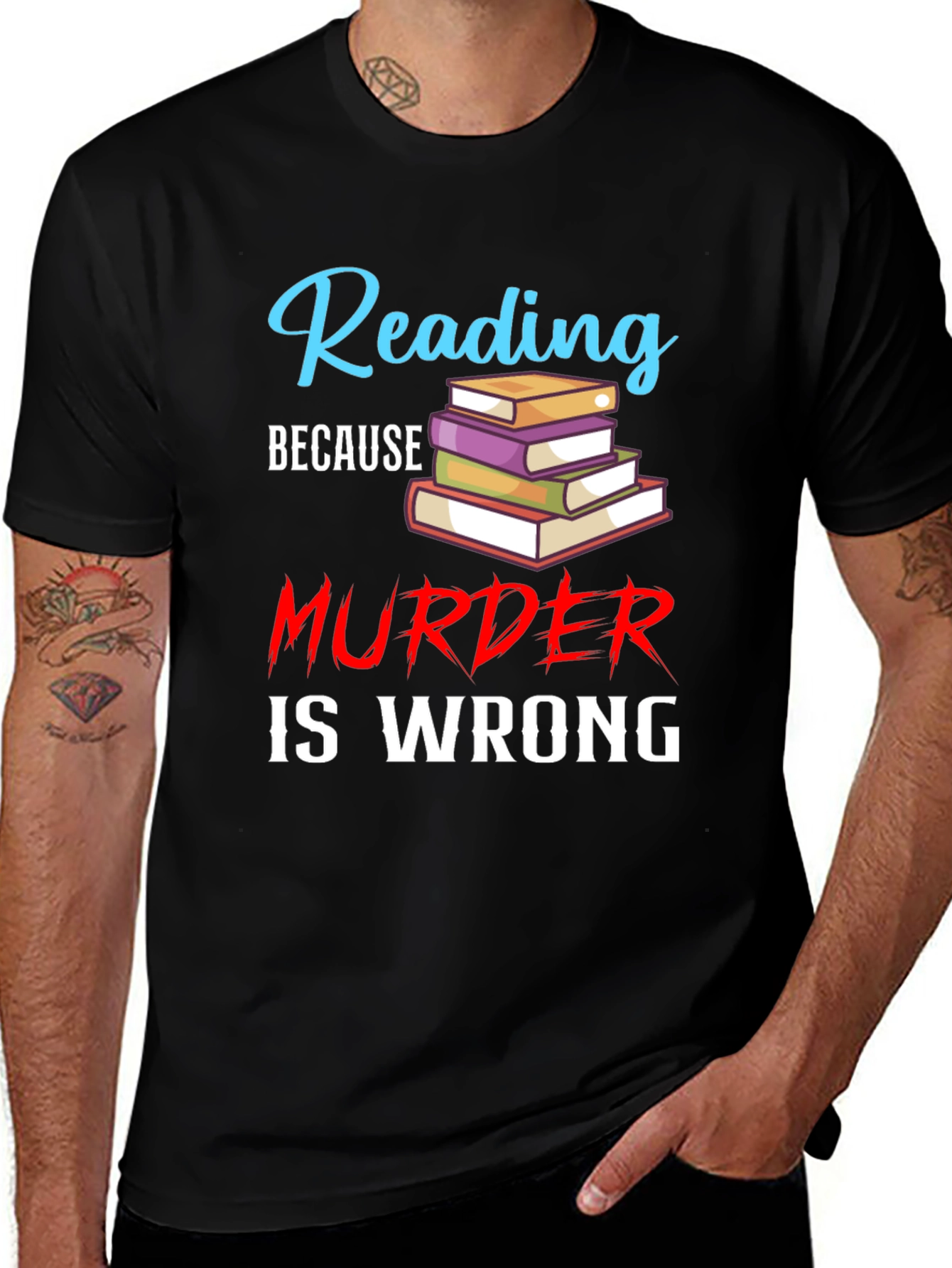 Reading Because Murder Is Wrong Black T-Shirt