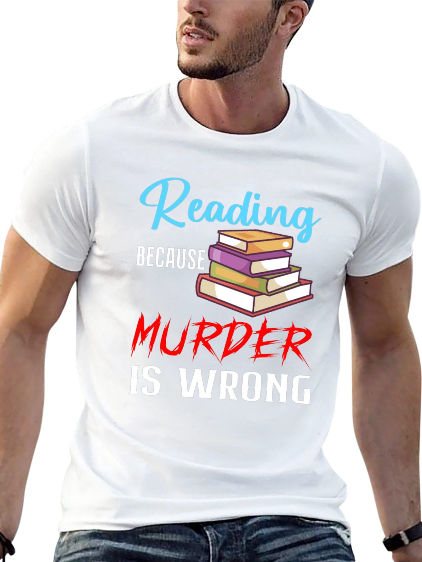 Reading Because Murder Is Wrong Black T-Shirt