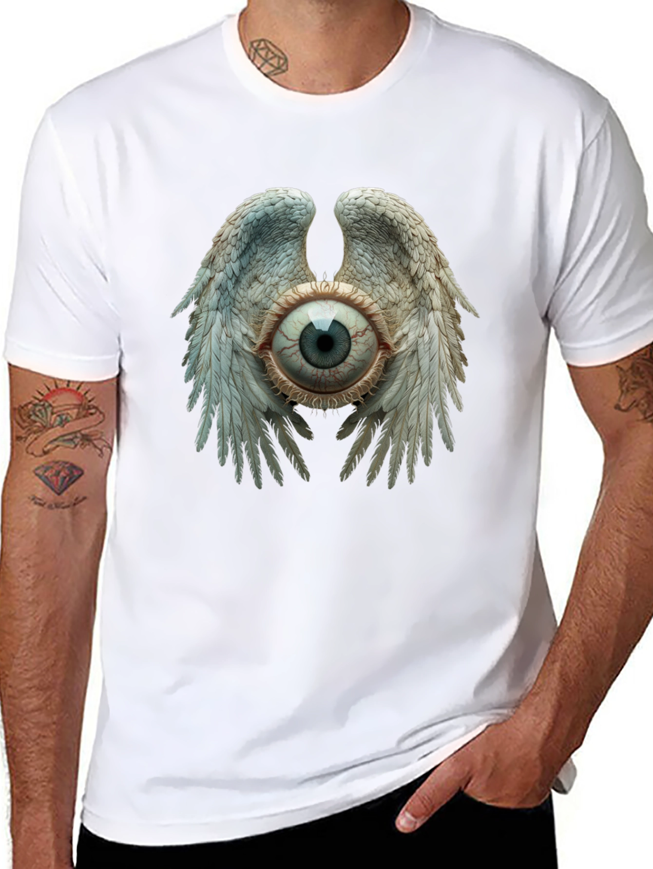 Eye with Wings Graphic Tee - Unique Design