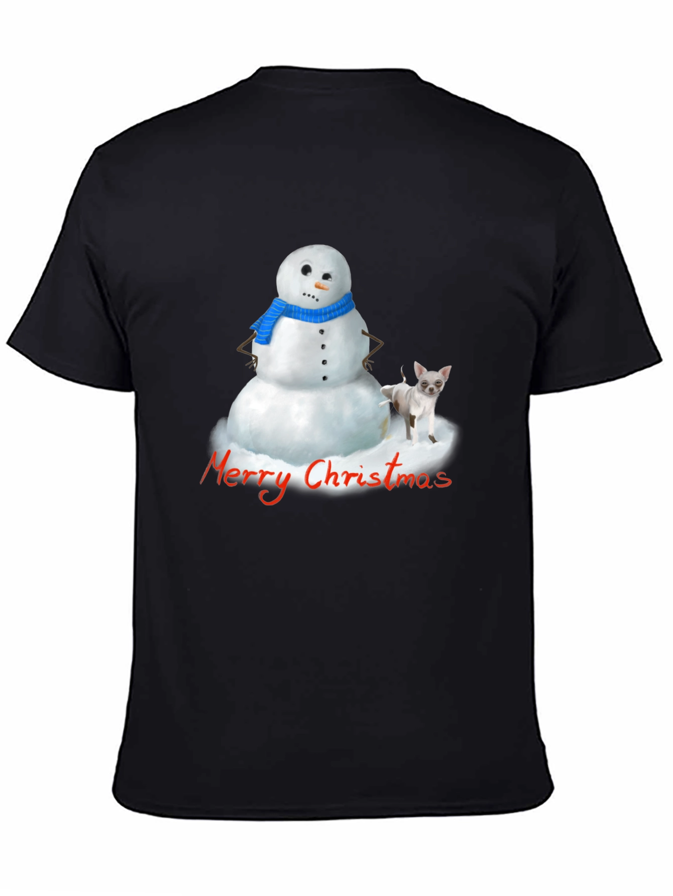 Merry Christmas Snowman & Chihuahua Graphic T-Shirt