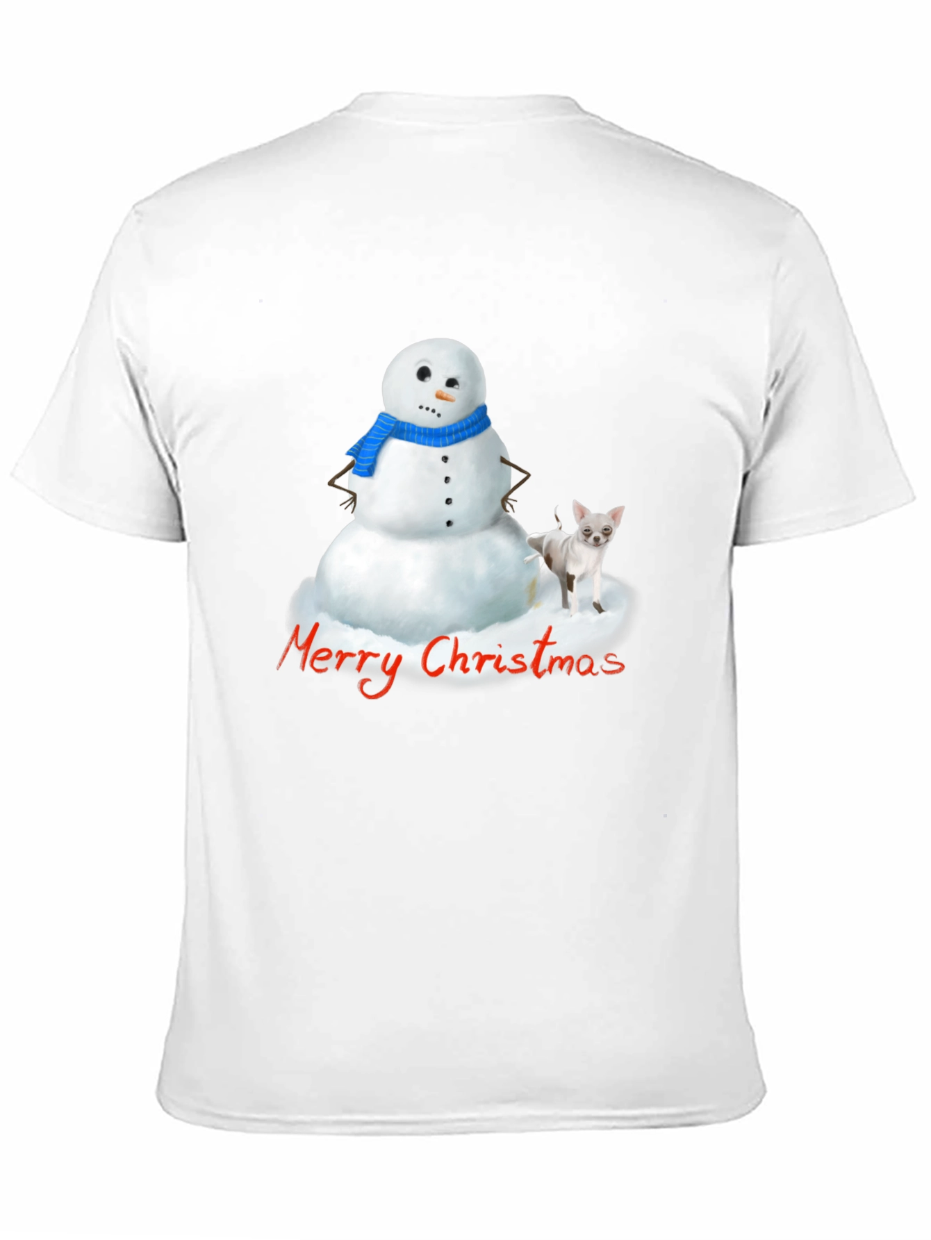 Merry Christmas Snowman & Chihuahua Graphic T-Shirt