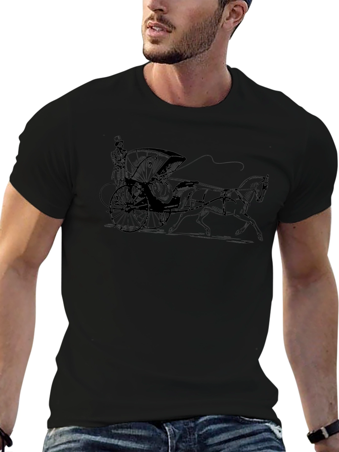 Graphic T-Shirt: Horse-Drawn Carriage Print