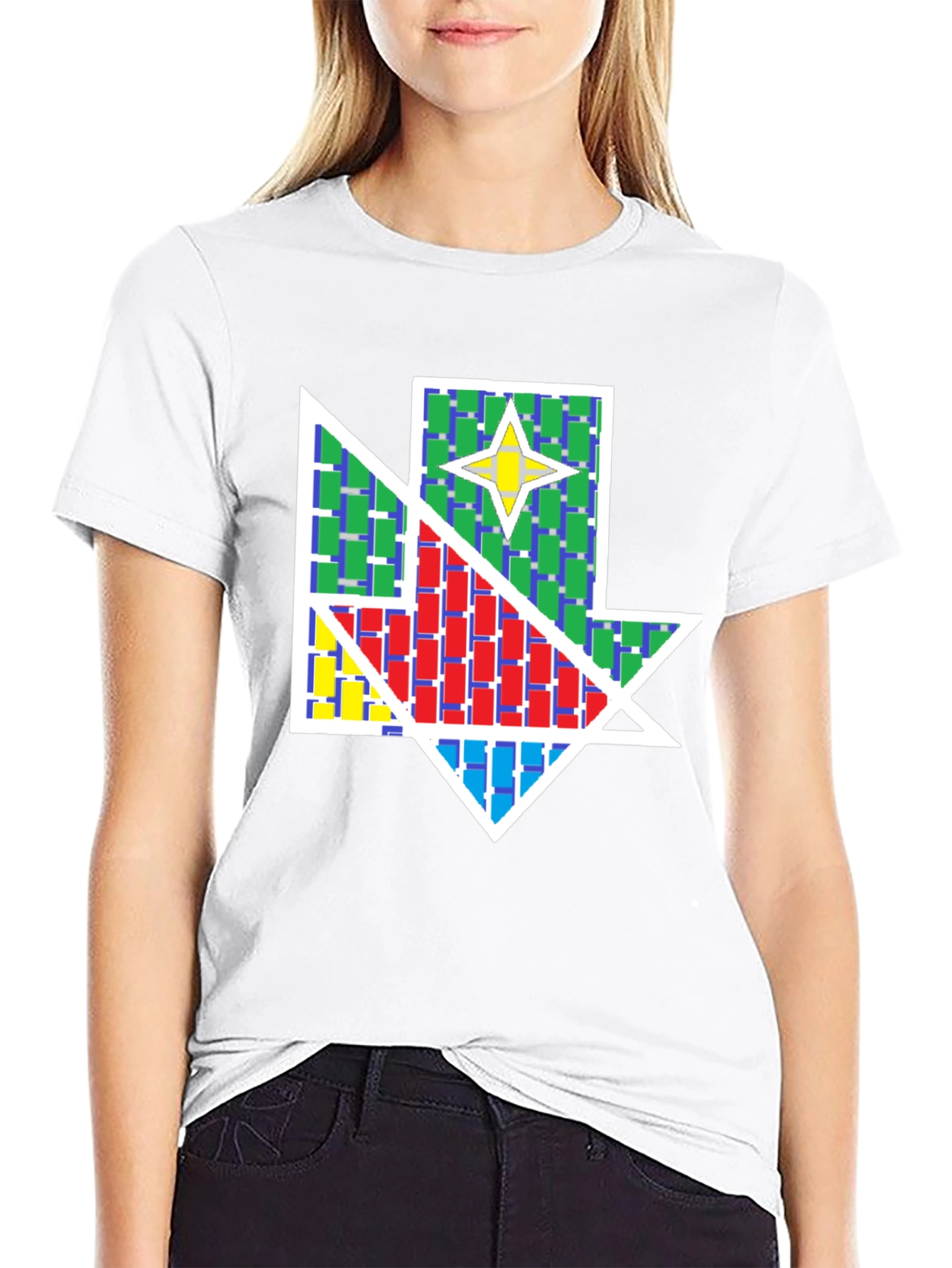 Geometric Star Design Black T-Shirt