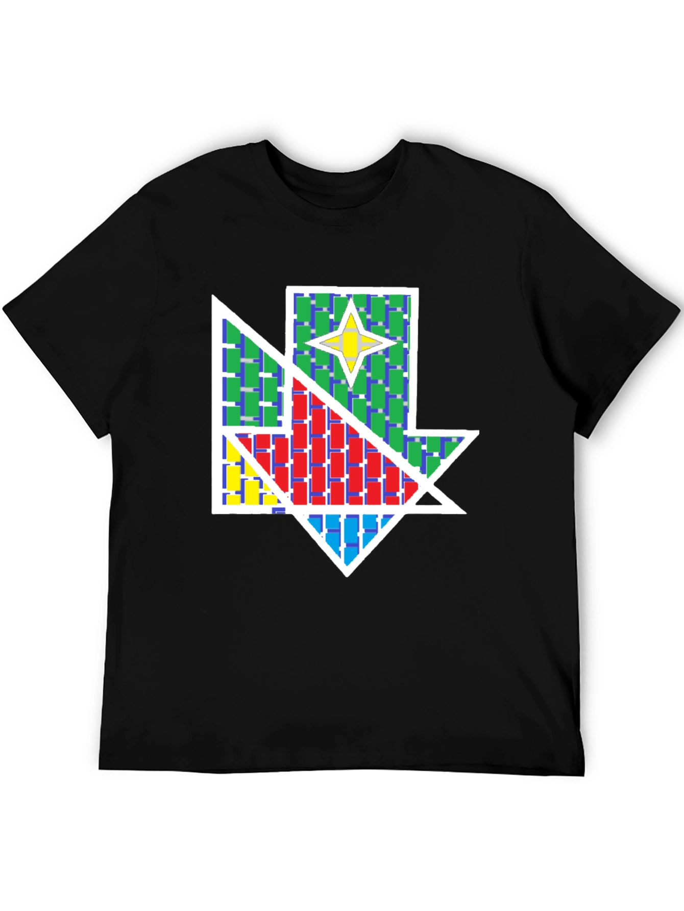 Geometric Star Design Black T-Shirt
