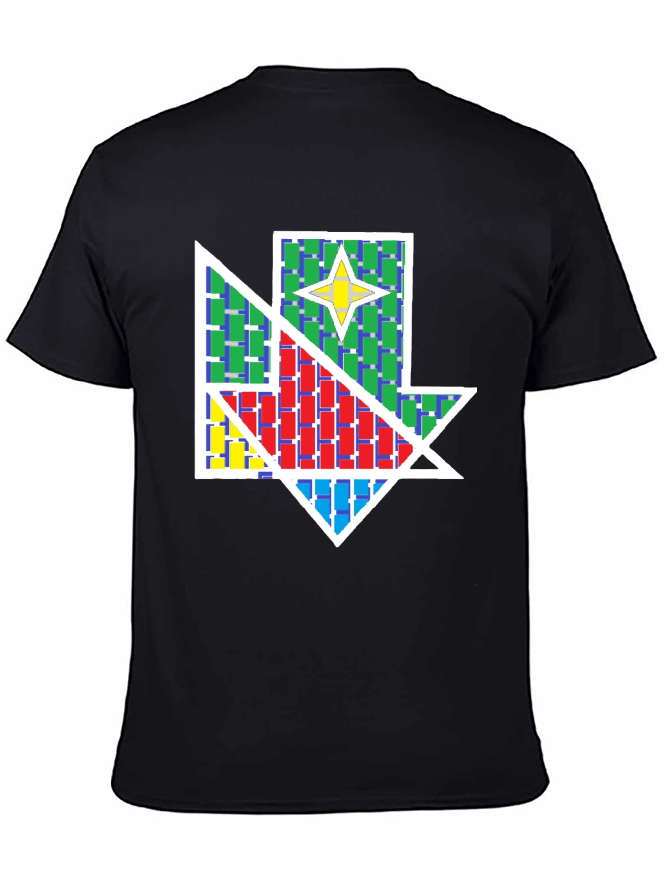 Geometric Star Design Black T-Shirt