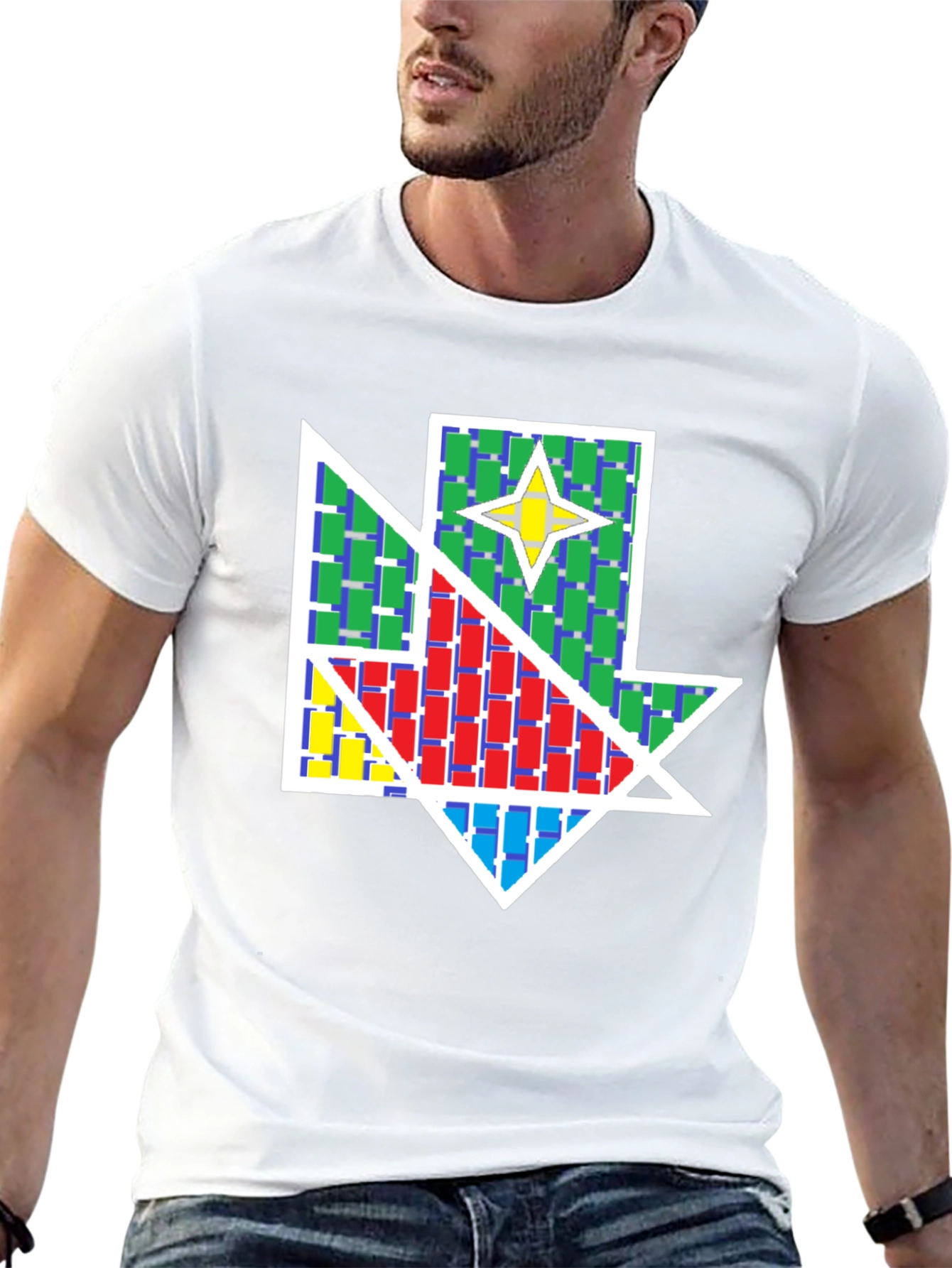 Geometric Star Design Black T-Shirt