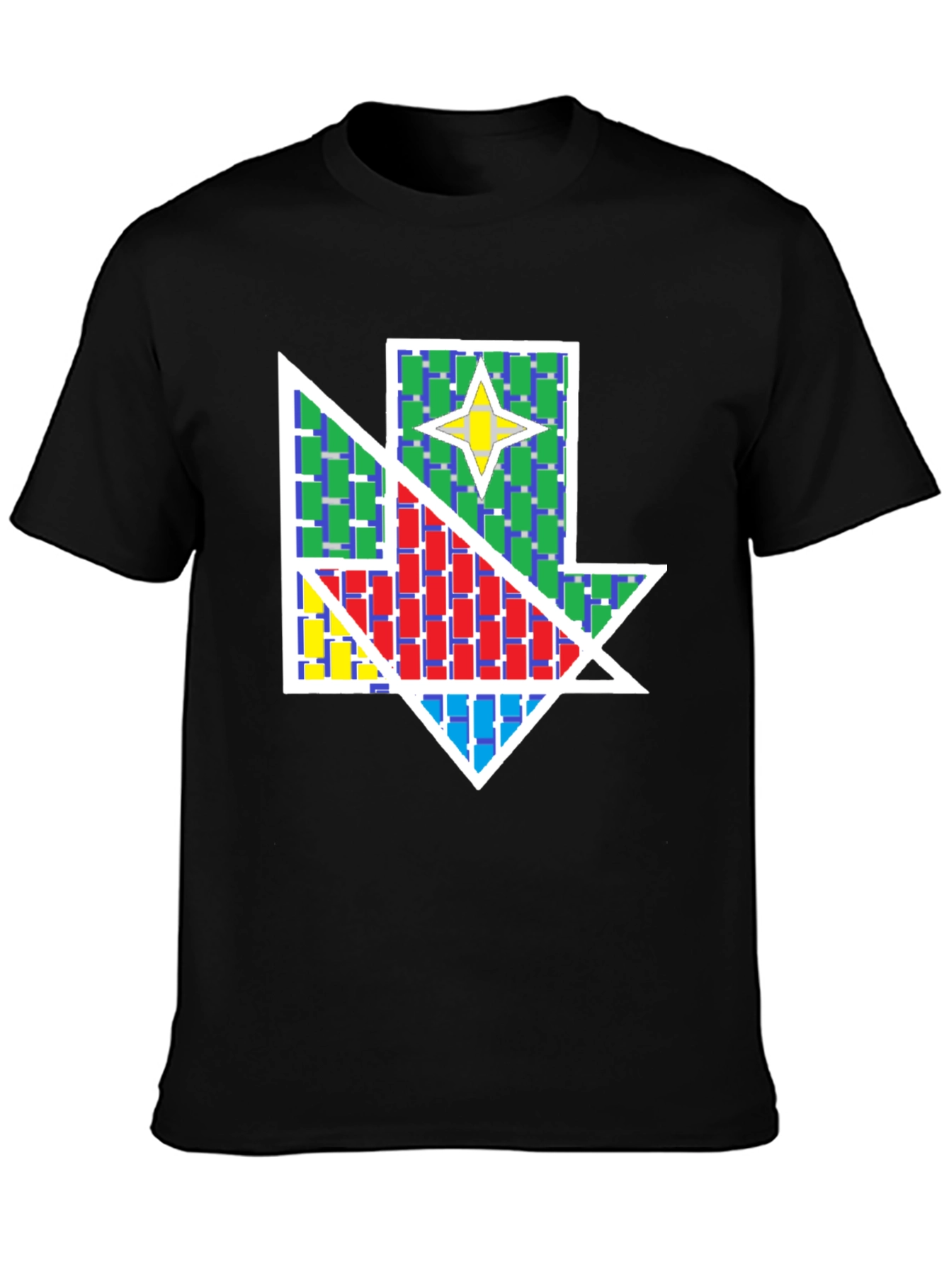 Geometric Star Design Black T-Shirt