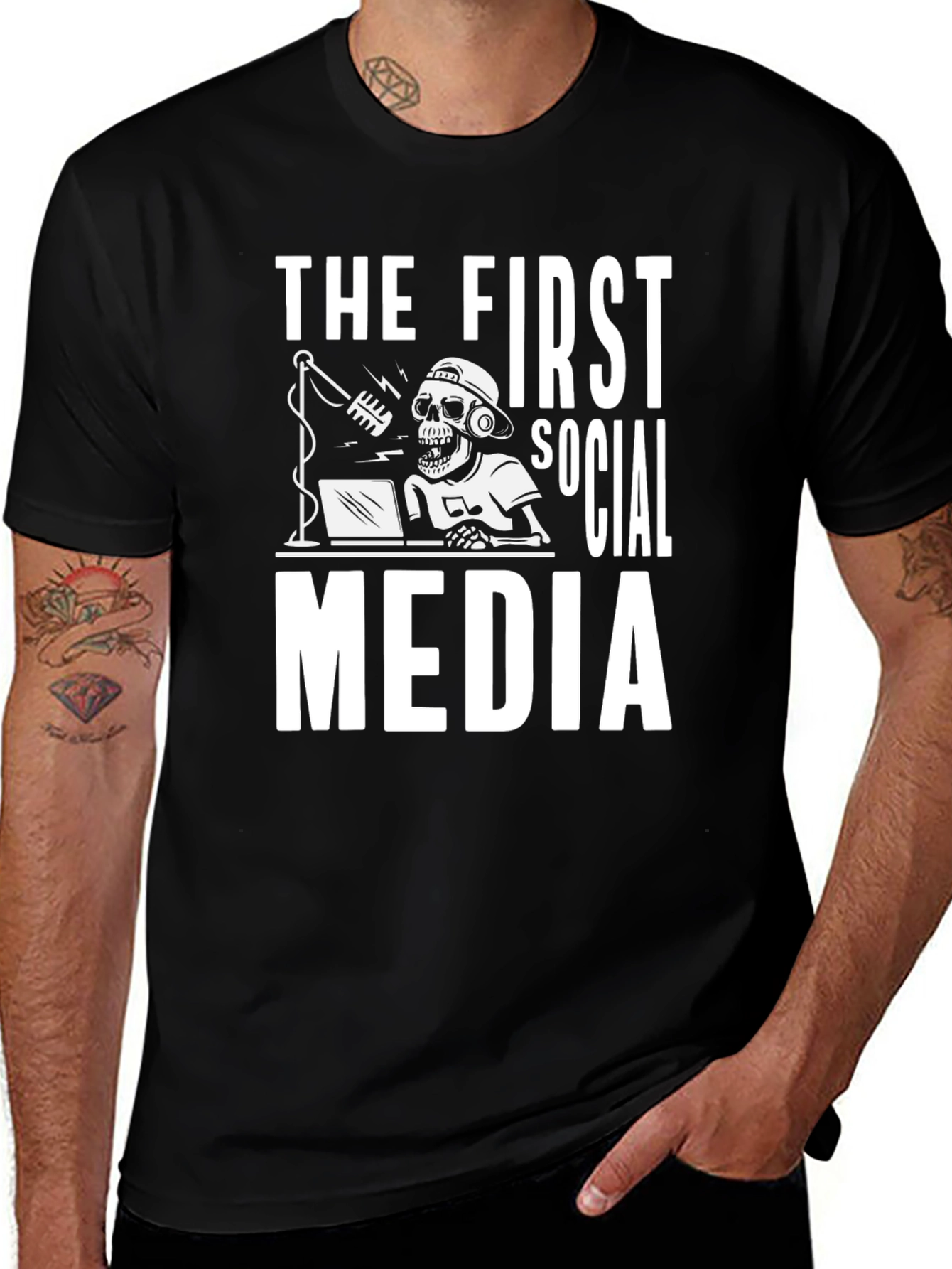 The First Social Media T-Shirt - Skeleton Graphic Tee