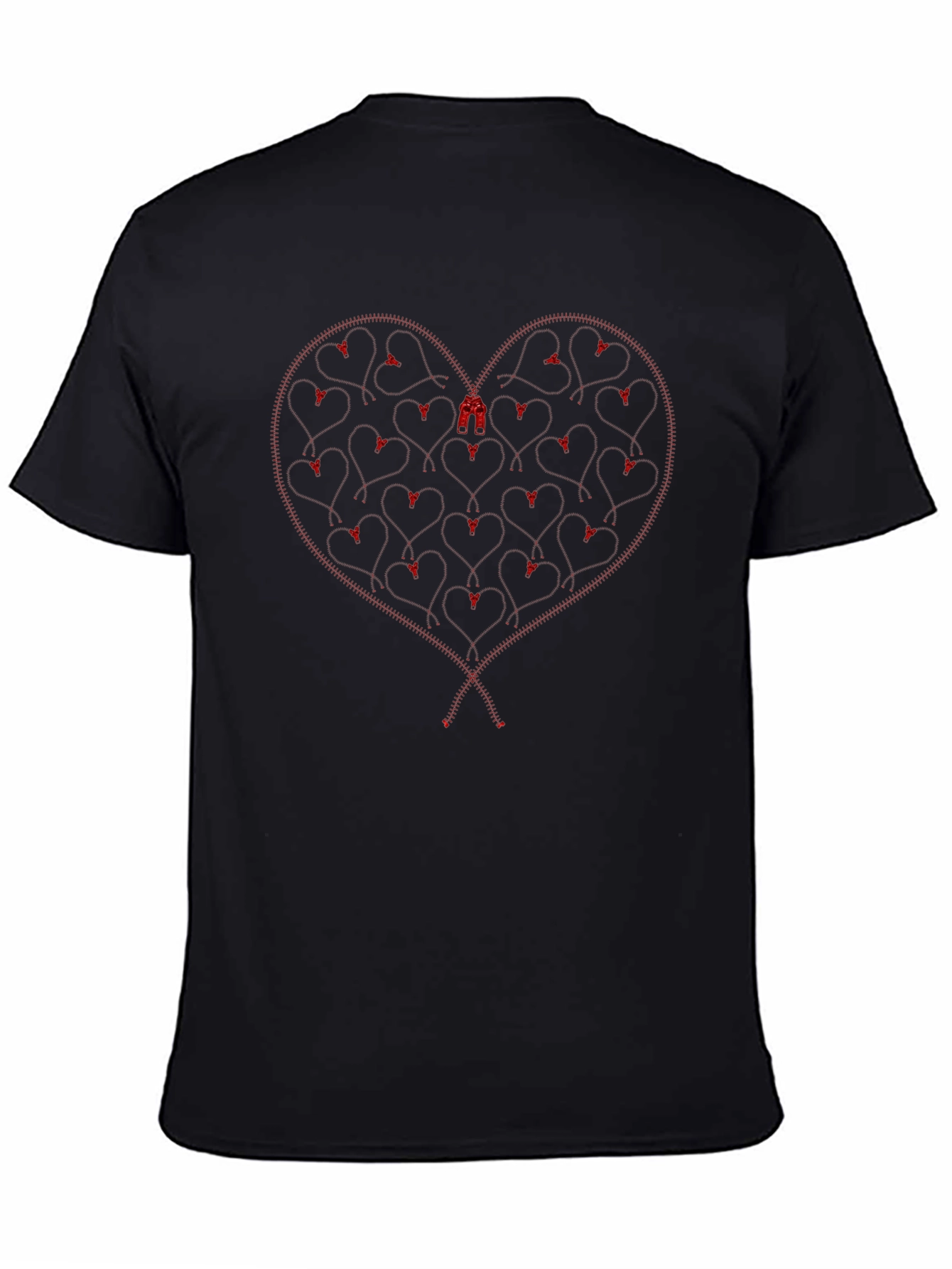 Heart Design Black Cotton T-Shirt