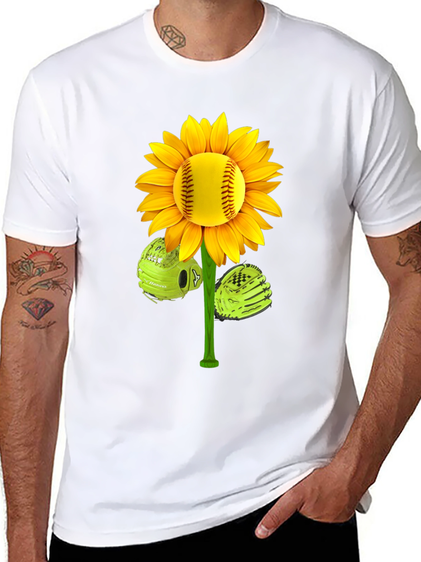 Softball Sunflower Graphic Tee