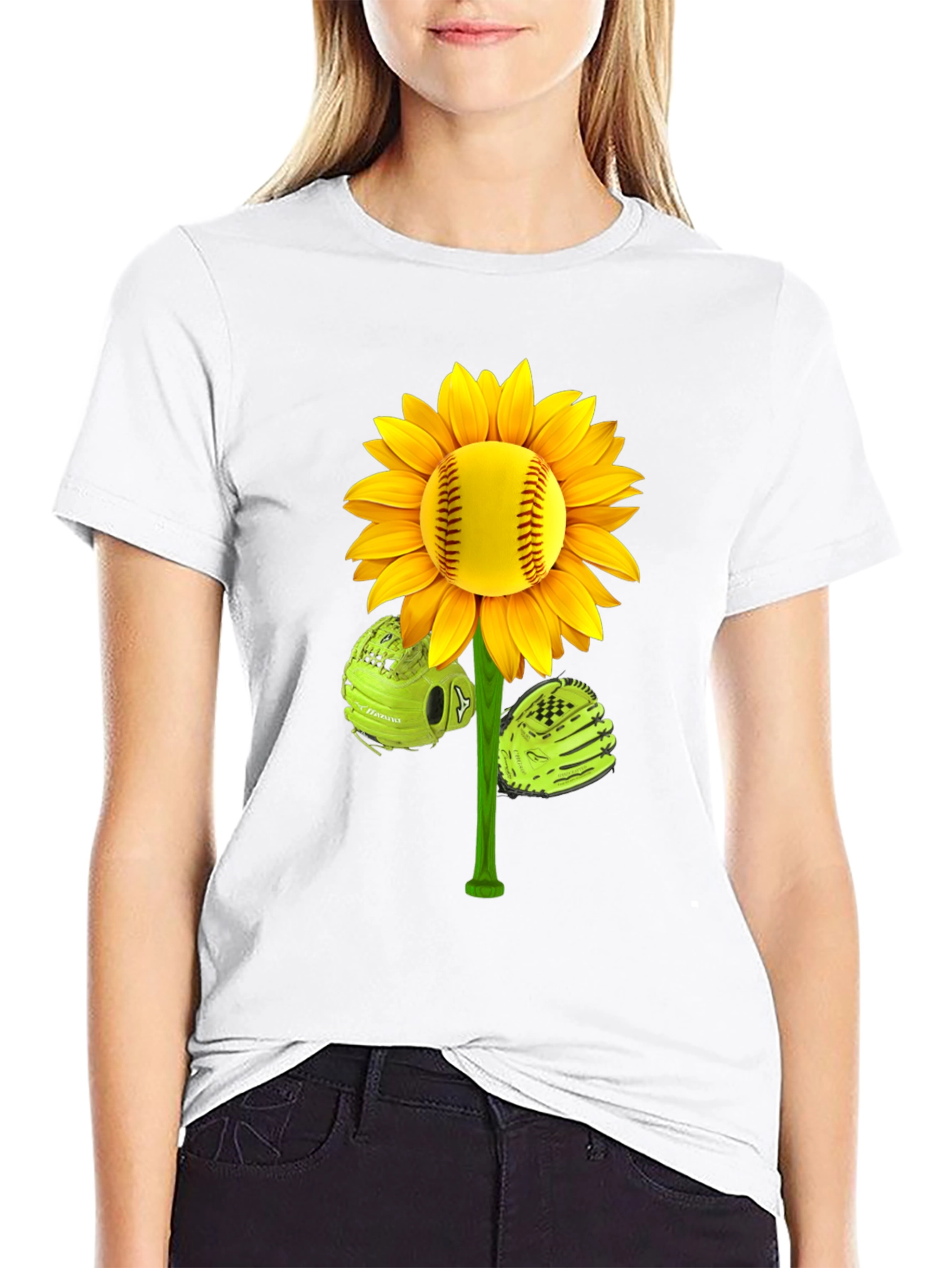 Softball Sunflower Graphic Tee