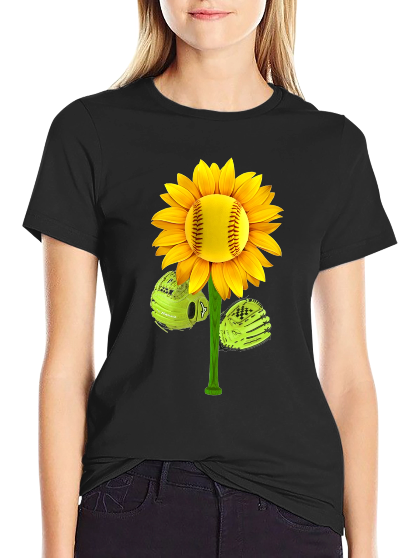Softball Sunflower Graphic Tee