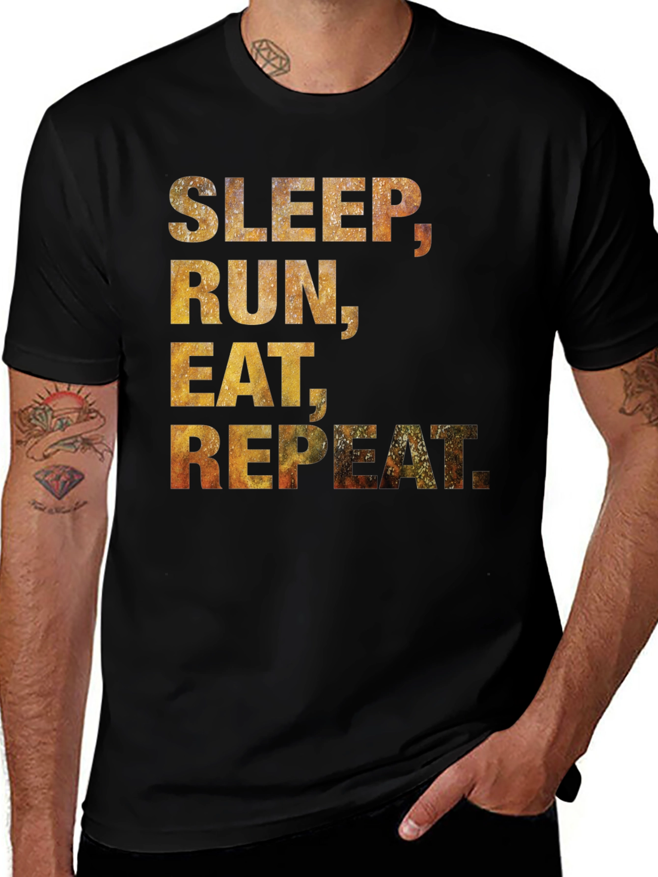 Sleep Run Eat Repeat T-Shirt - Black Cotton Tee
