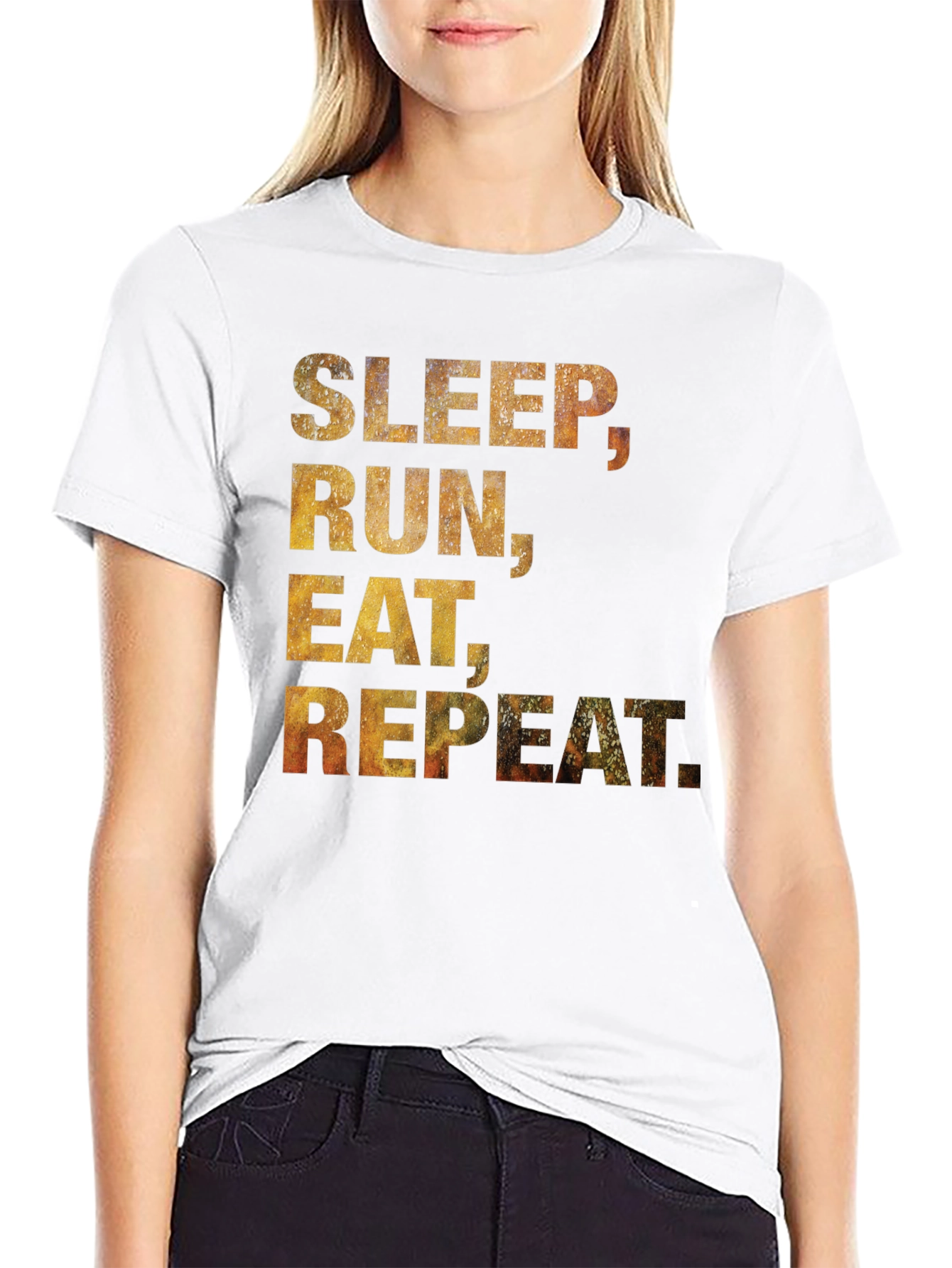 Sleep Run Eat Repeat T-Shirt - Black Cotton Tee