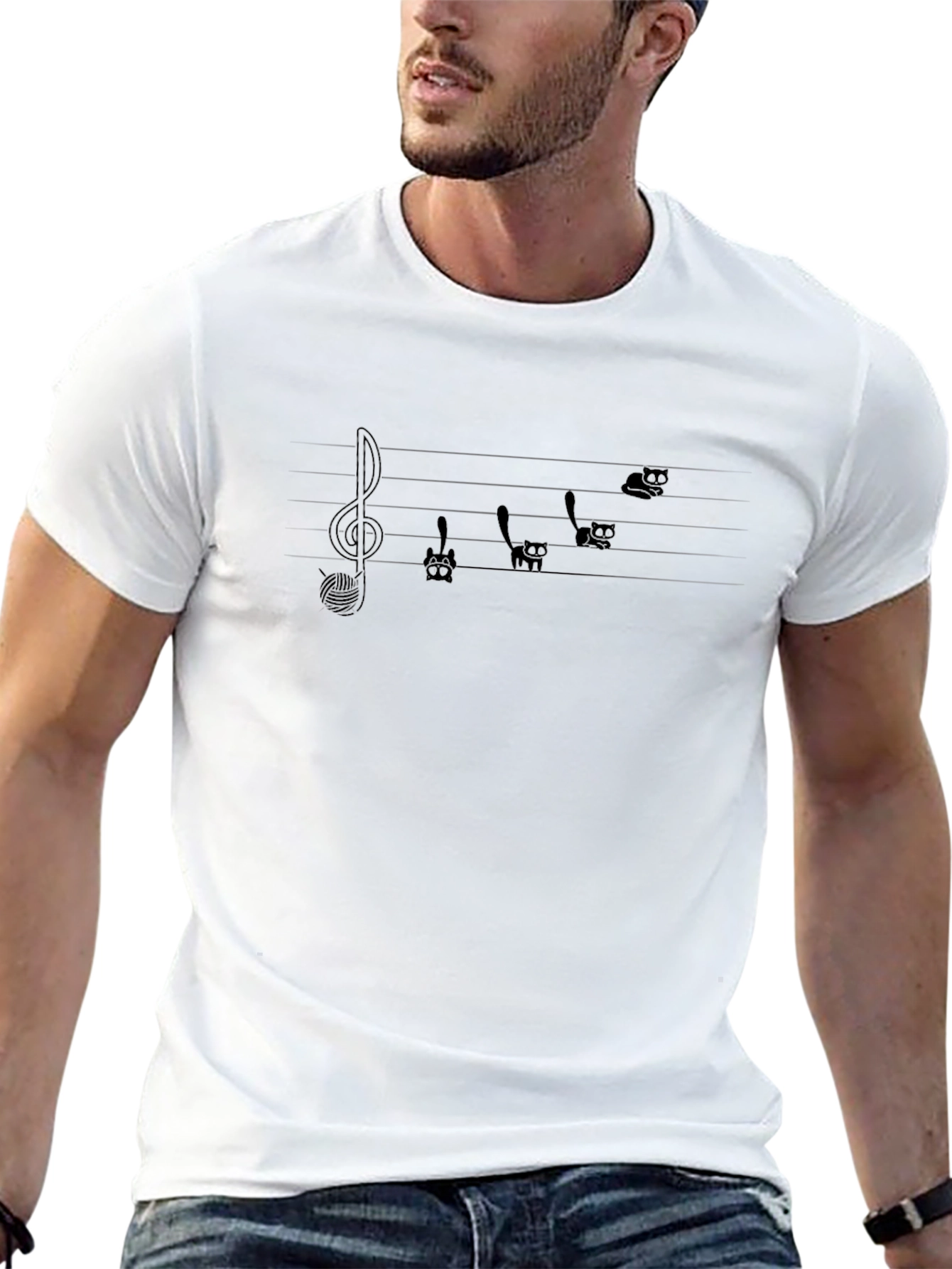 Musical Cats T-Shirt - Treble Clef & Feline Notes