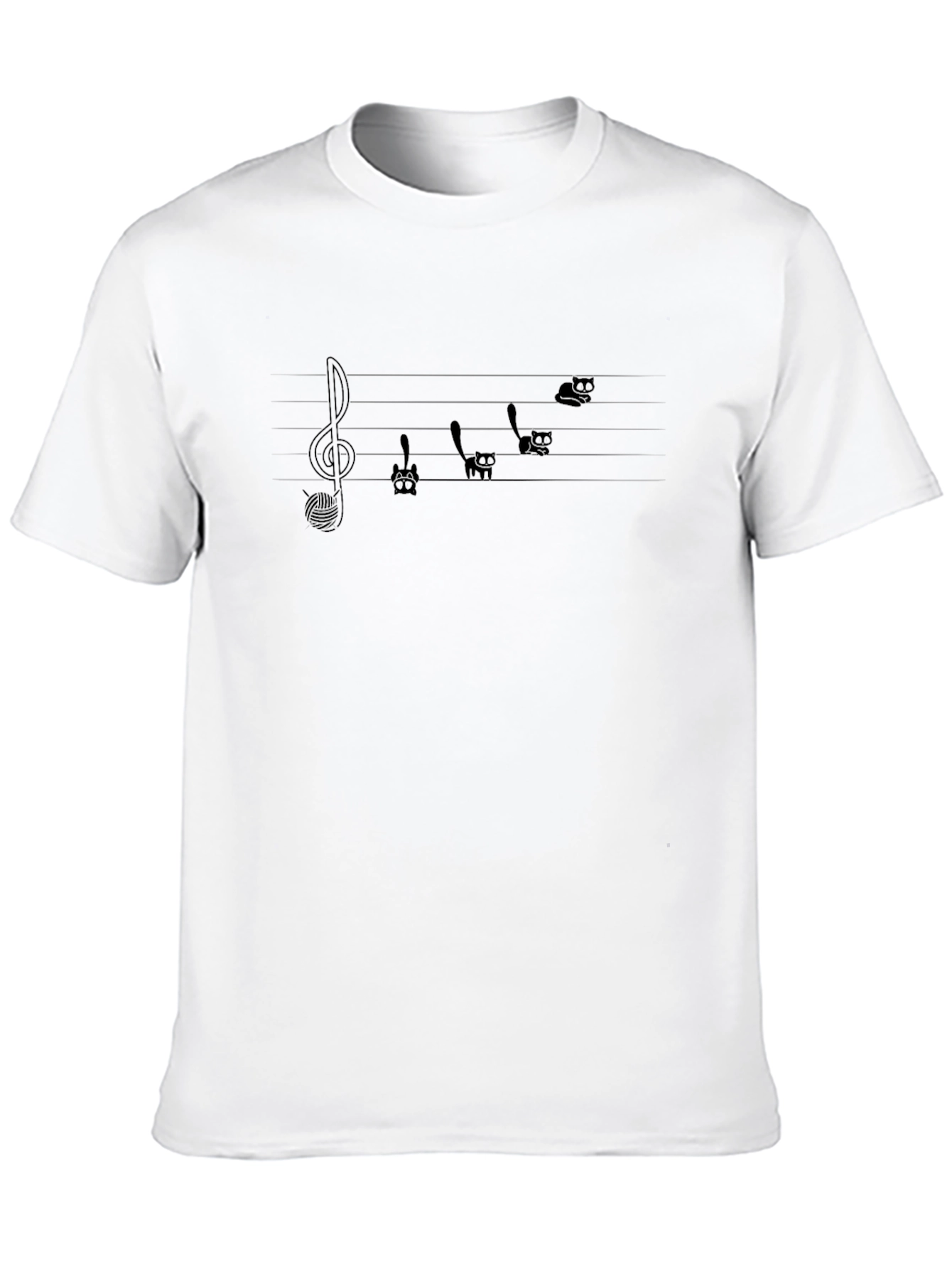 Musical Cats T-Shirt - Treble Clef & Feline Notes