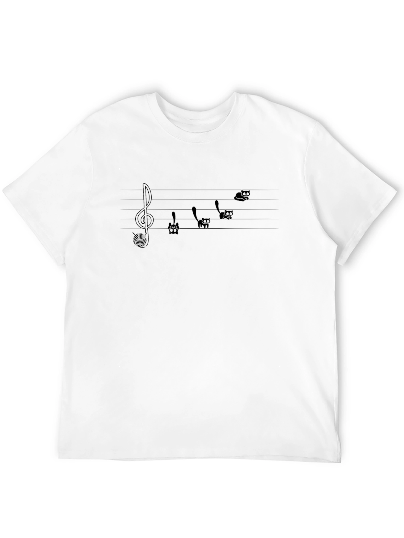 Musical Cats T-Shirt - Treble Clef & Feline Notes