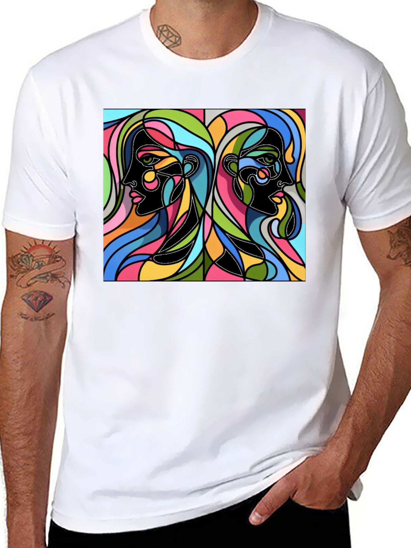 Abstract Faces Graphic Tee