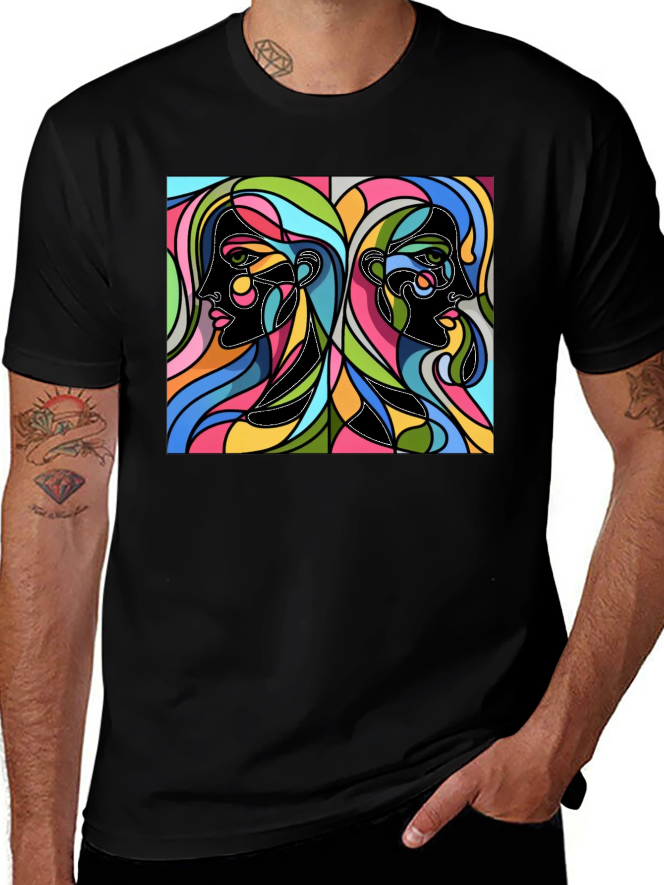 Abstract Faces Graphic Tee