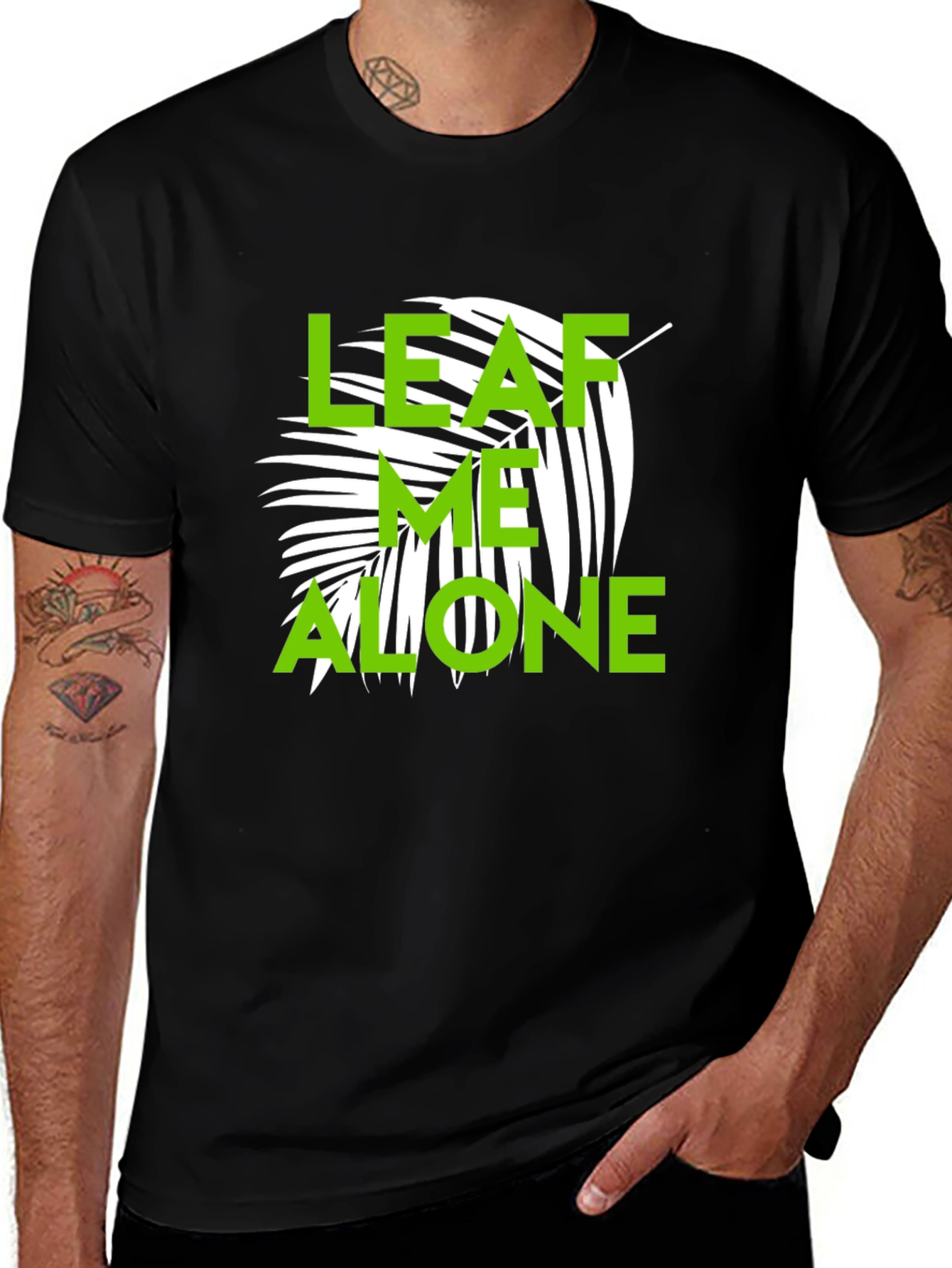 Leaf Me Alone Graphic T-Shirt - Black
