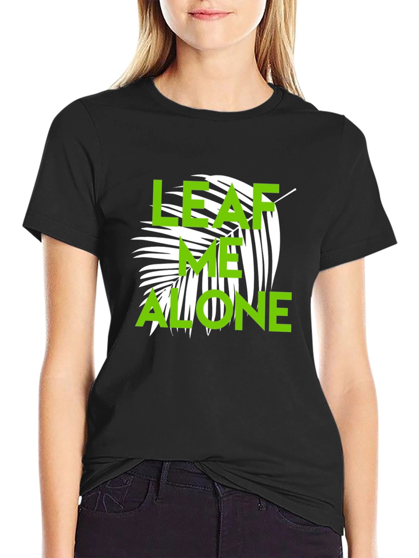 Leaf Me Alone Graphic T-Shirt - Black