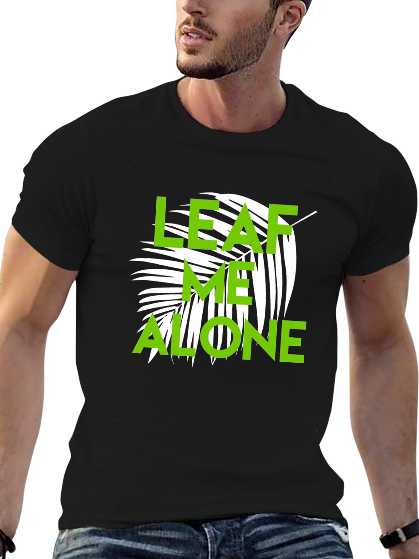 Leaf Me Alone Graphic T-Shirt - Black