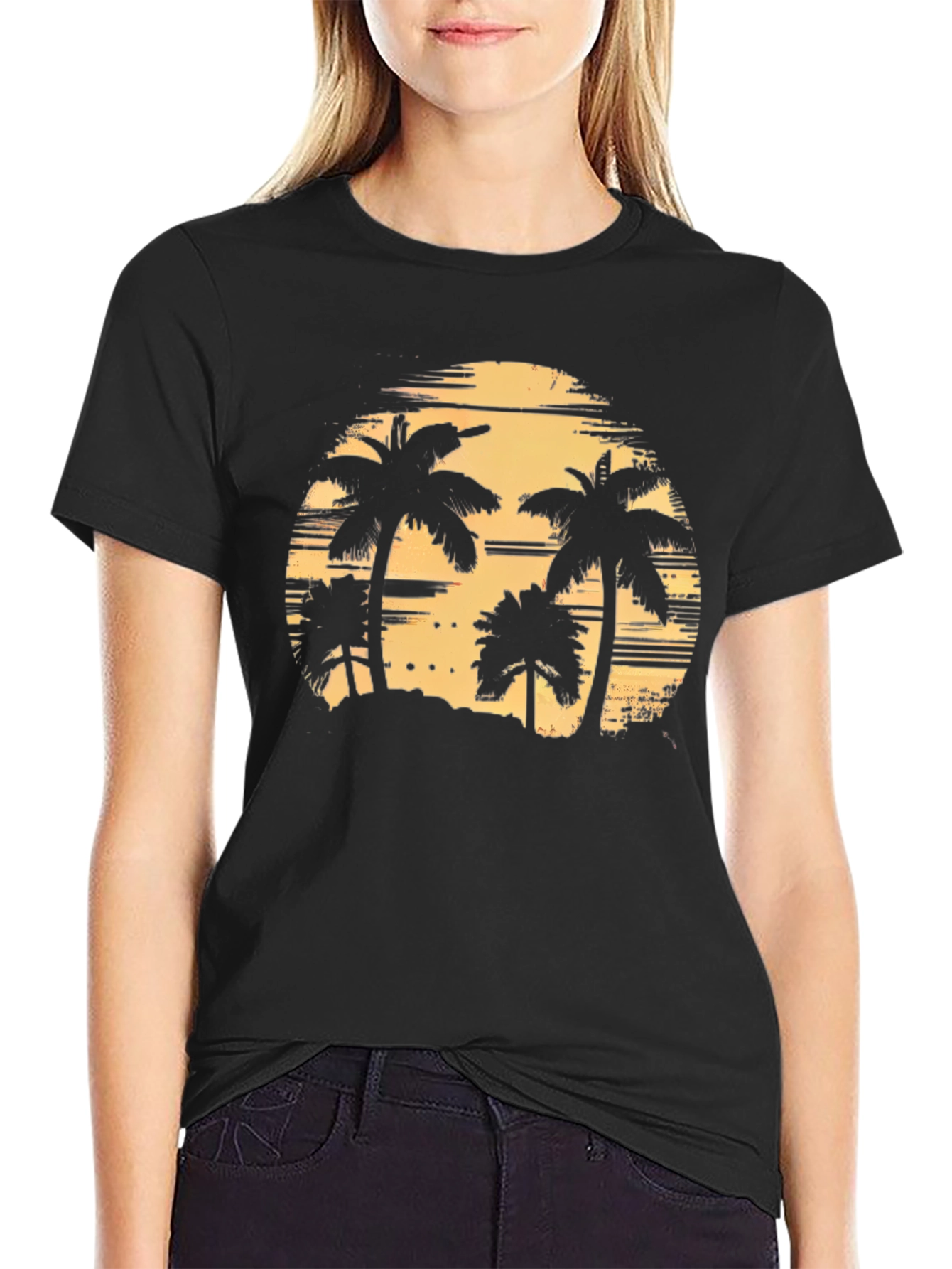 Tropical Palm Tree Sunset Graphic T-Shirt
