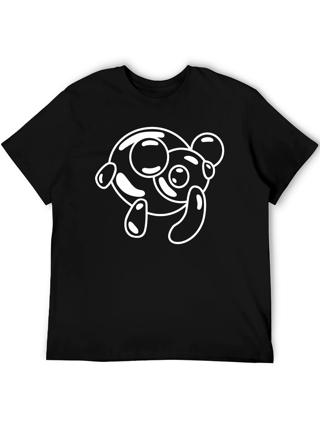 Black T-Shirt with Cartoon Panda Design