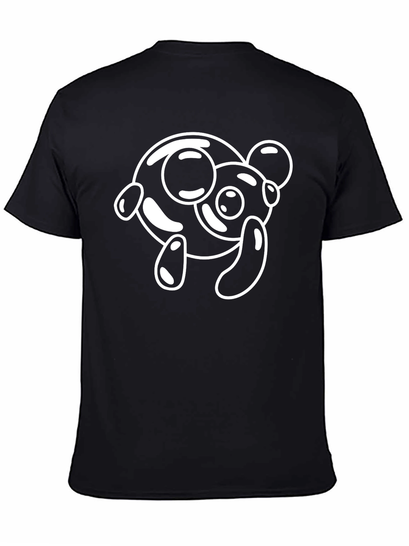 Black T-Shirt with Cartoon Panda Design