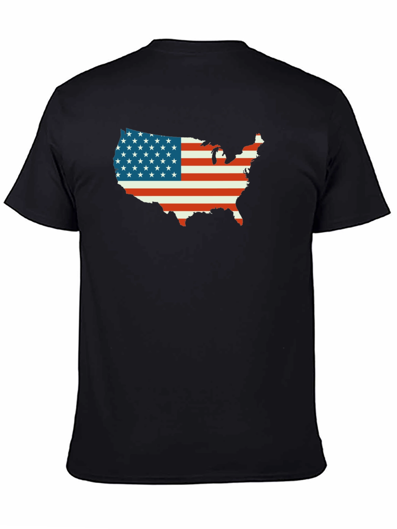 American Flag USA Map Black T-Shirt