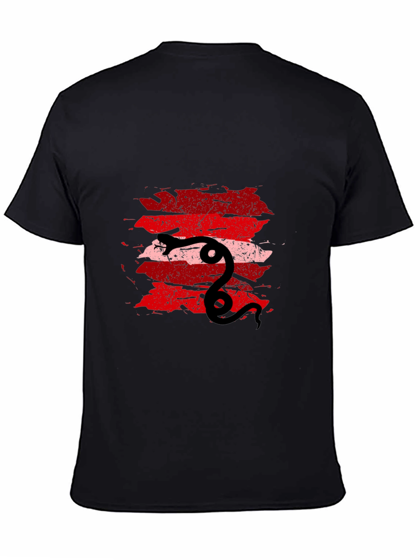 Mens Black Tee with Snake Graphic