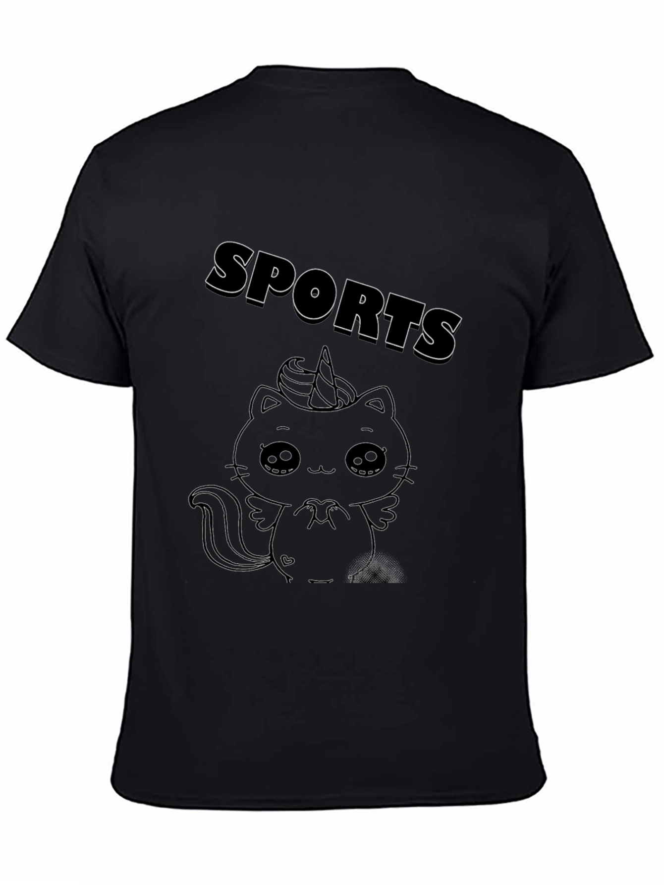 Sports Unicorn Cat Black T-Shirt