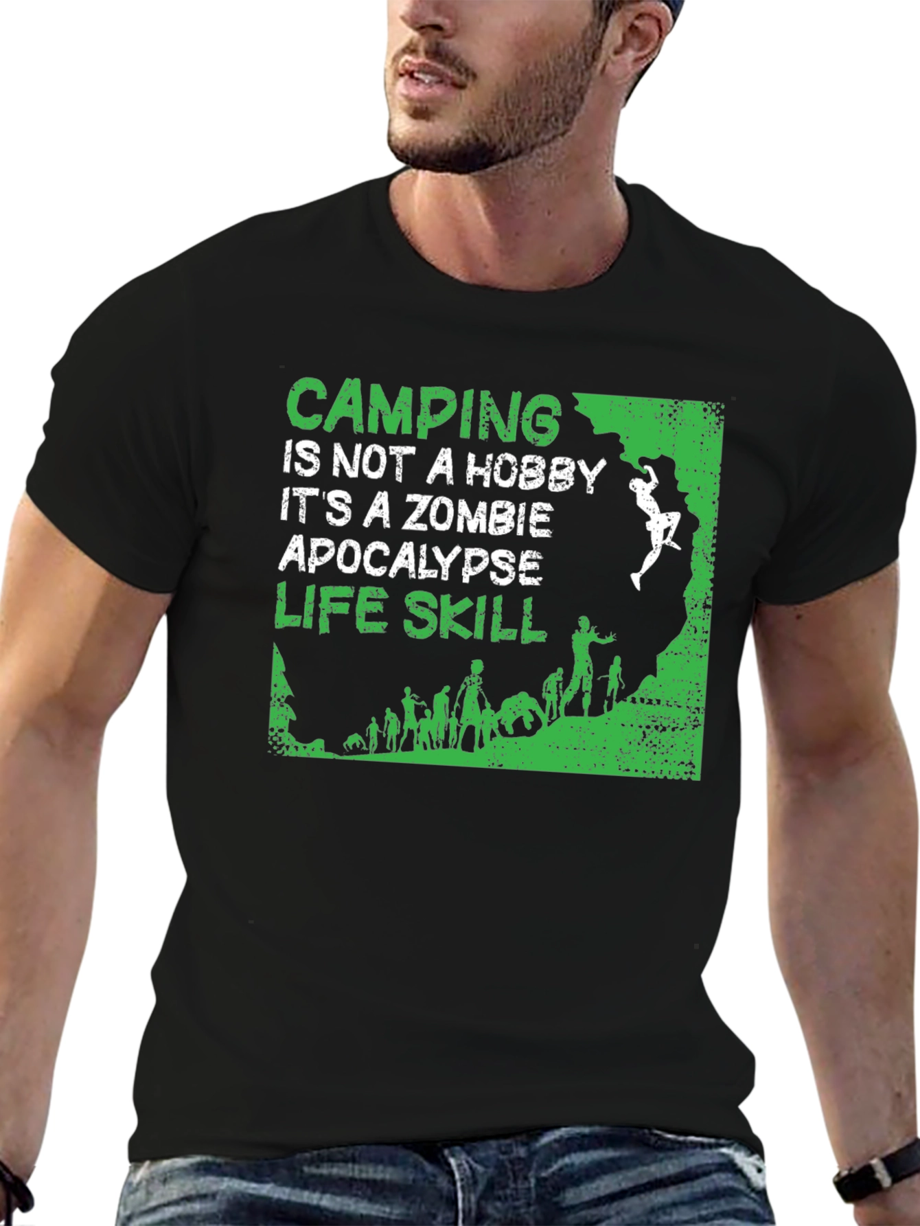 Camping Zombie Apocalypse Life Skill T-Shirt