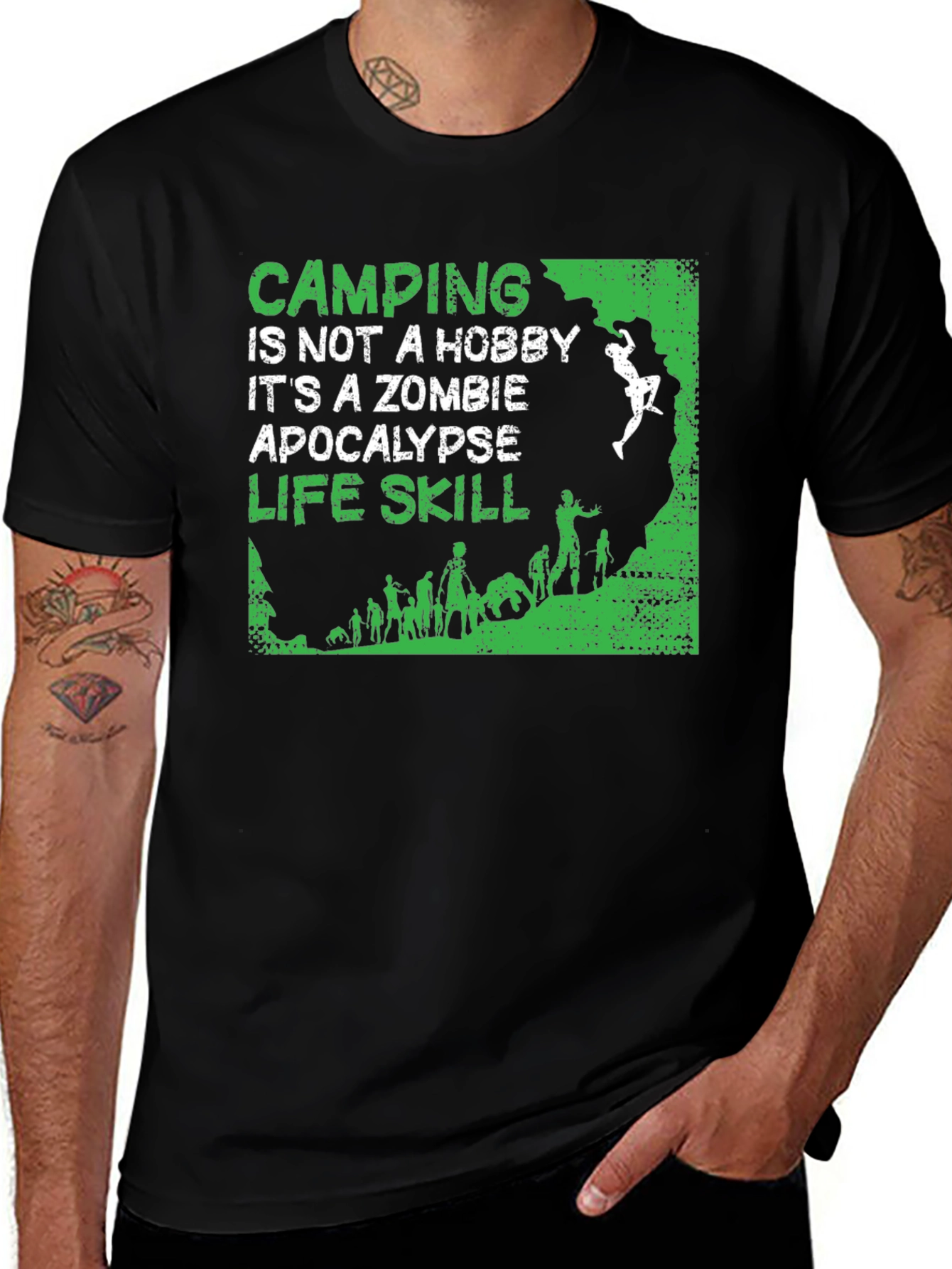 Camping Zombie Apocalypse Life Skill T-Shirt
