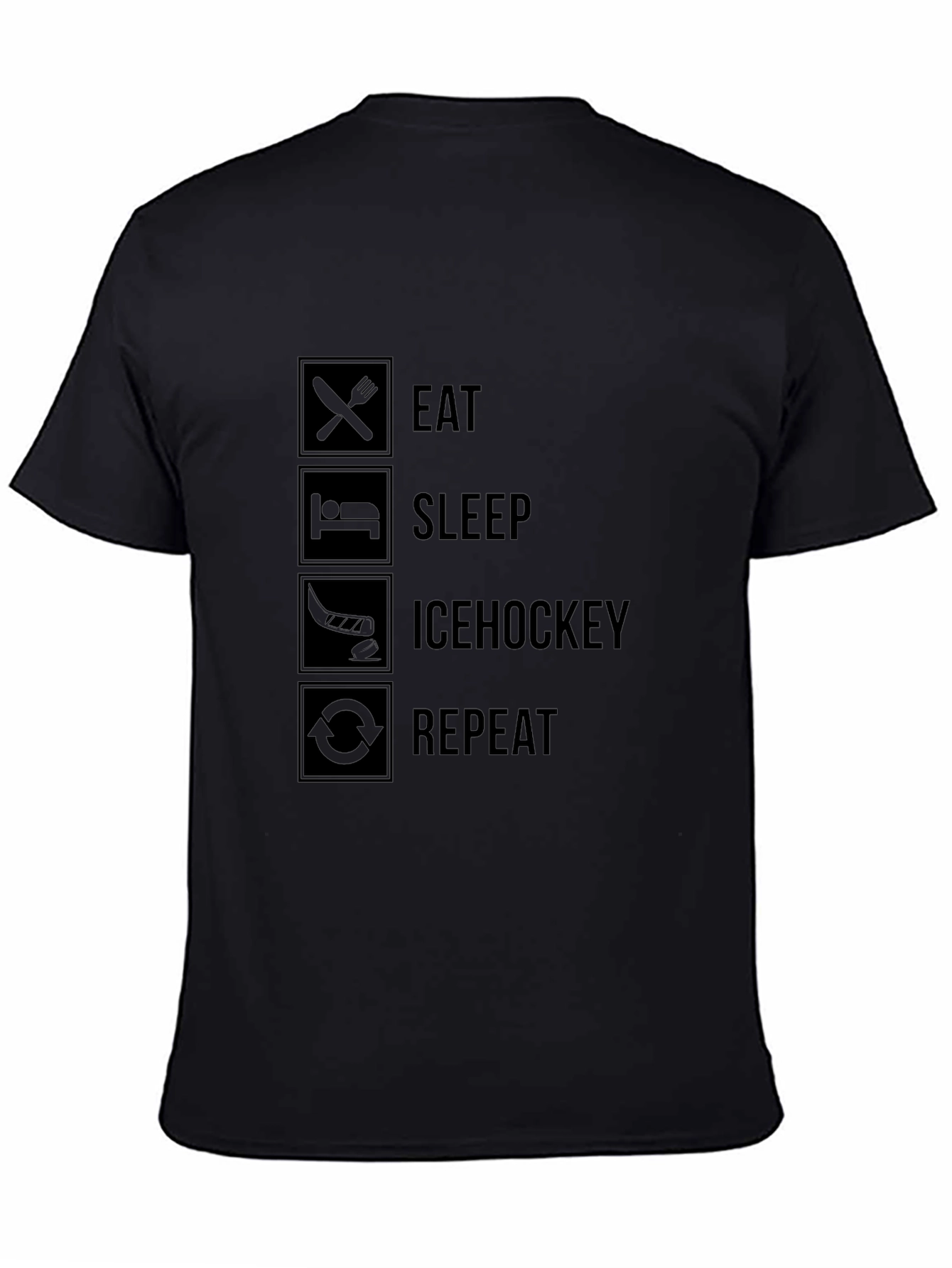 Eat Sleep Ice Hockey Repeat Black T-Shirt