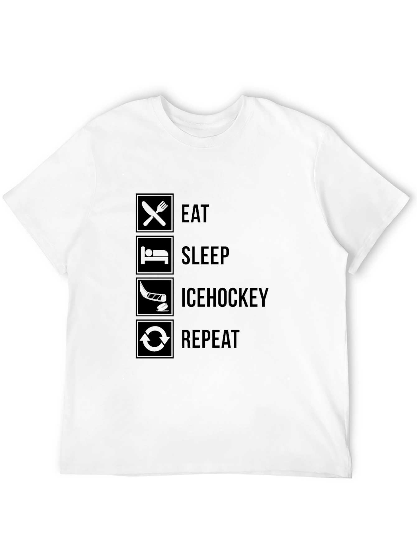 Eat Sleep Ice Hockey Repeat Black T-Shirt