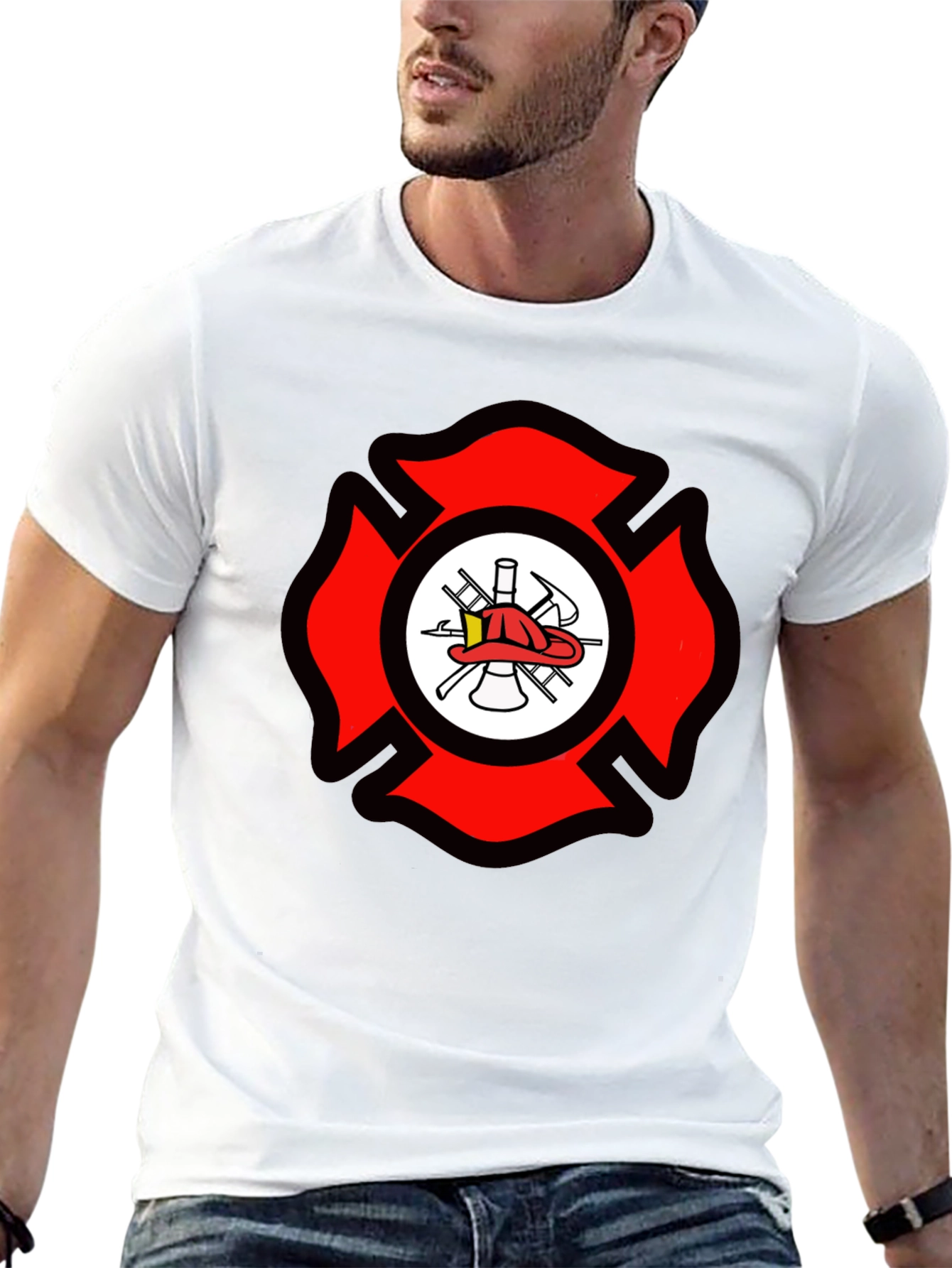 Firefighter Maltese Cross Graphic Tee - Black