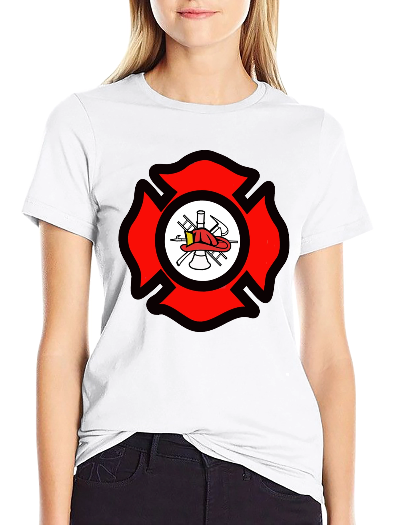 Firefighter Maltese Cross Graphic Tee - Black