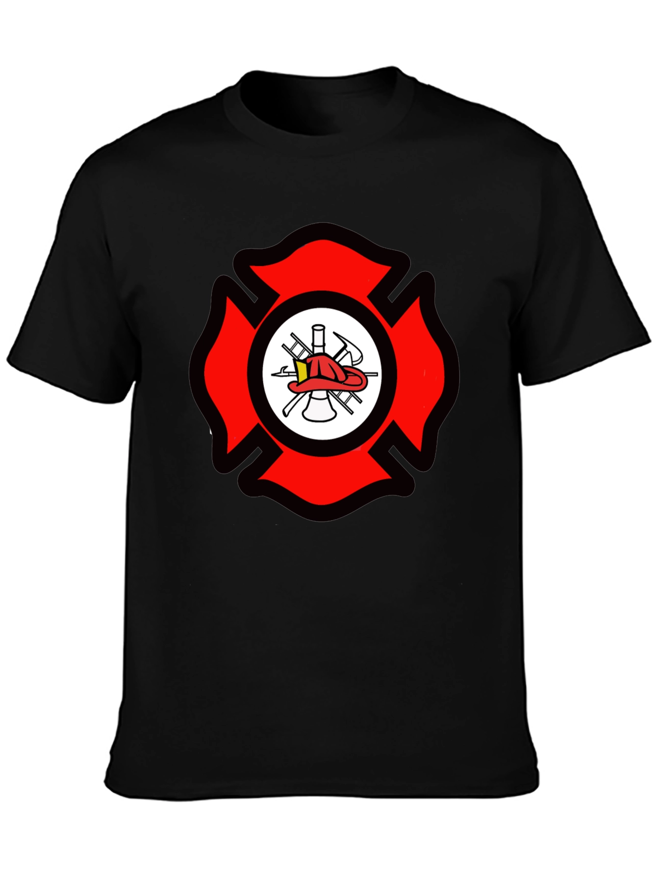 Firefighter Maltese Cross Graphic Tee - Black