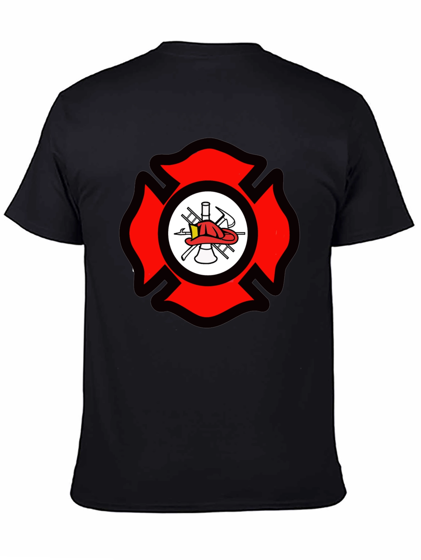 Firefighter Maltese Cross Graphic Tee - Black