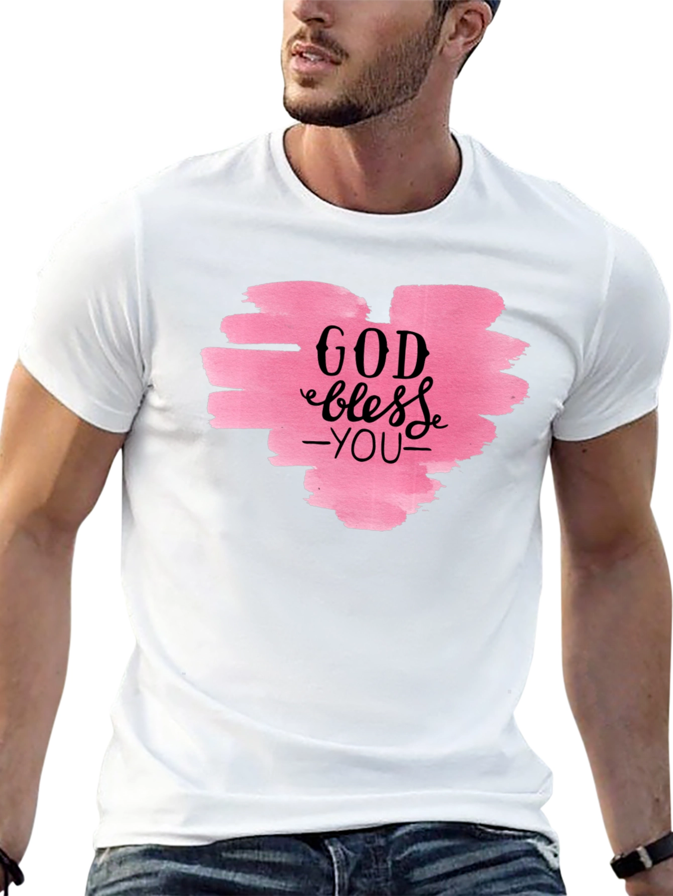 God Bless You T-Shirt - Pink Heart Design